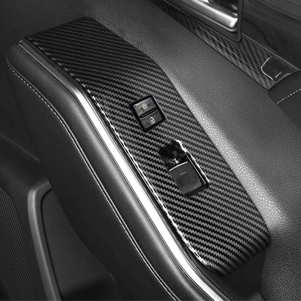 2020-2025 Toyota Highlander Accessories - Carbon Fiber Style Door Window Switch Panel Cover & Door Lock Control Button Trim | Interior Upgrade for Car Protection & Style Enhancement | Perfect for Daily Commute, Road Trips & Vehicle Customization