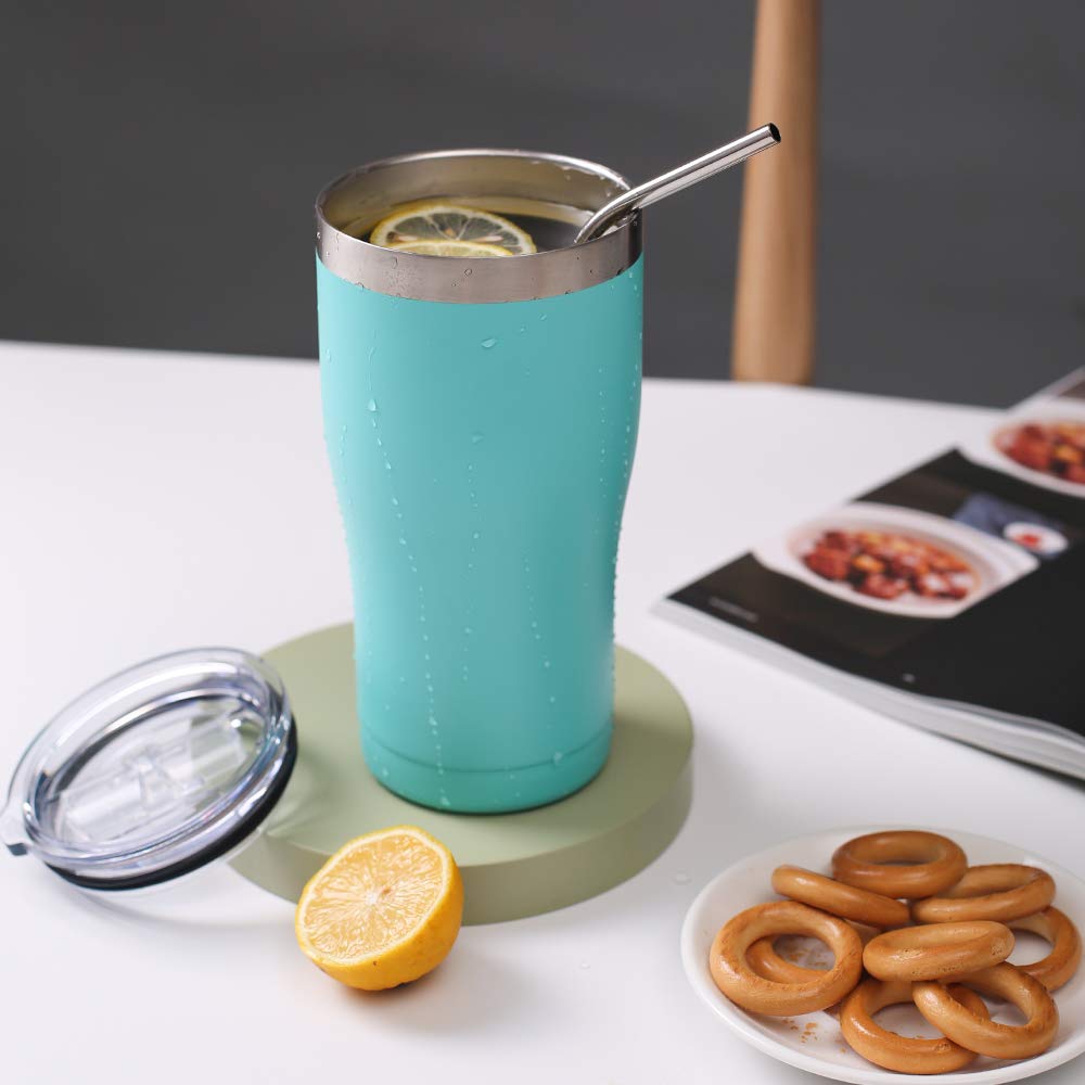 20 oz Stainless Steel Tumbler with Lid - Double Wall Vacuum Insulated Travel Mug - Leakproof Coffee Cup for Hot & Cold Drinks - Perfect for Office, Commuting, Camping & Gym (Mint Green, 4-Pack) - Keep Beverages Hot 12Hrs/Cold 24Hrs