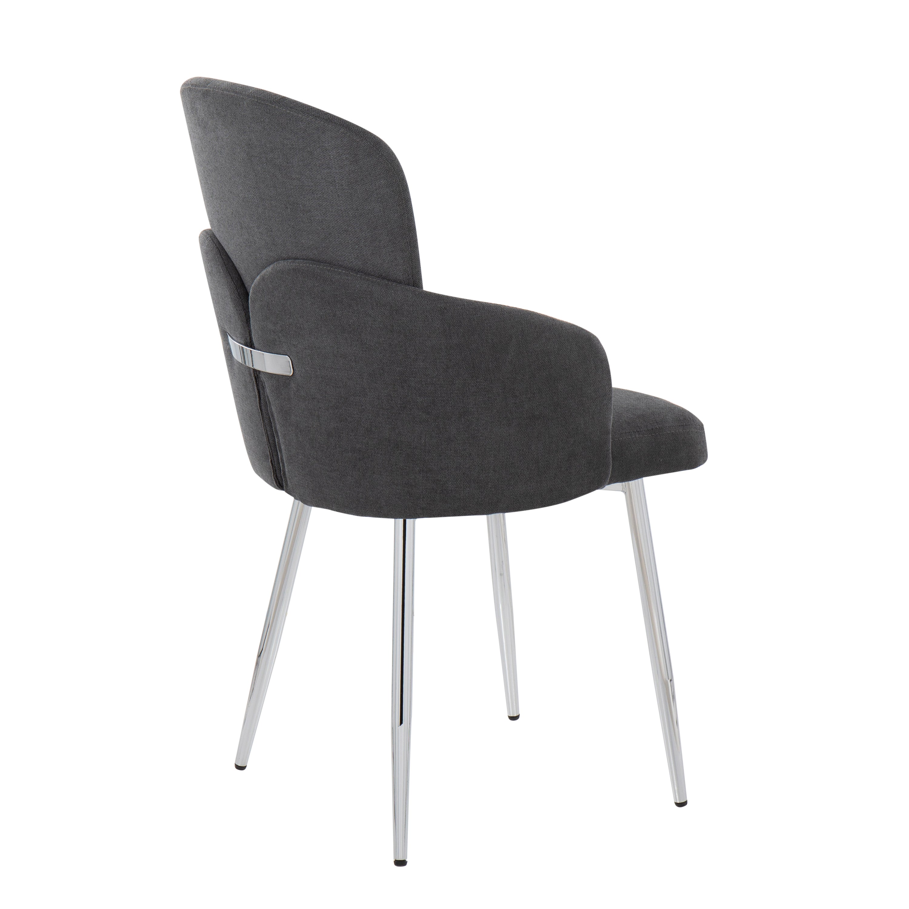 LumiSource Modern Dahlia Dining Chairs Set of 2 - Chrome Metal Frame with Grey Fabric Upholstery - Perfect for Kitchen, Dining Room & Contemporary Home Decor