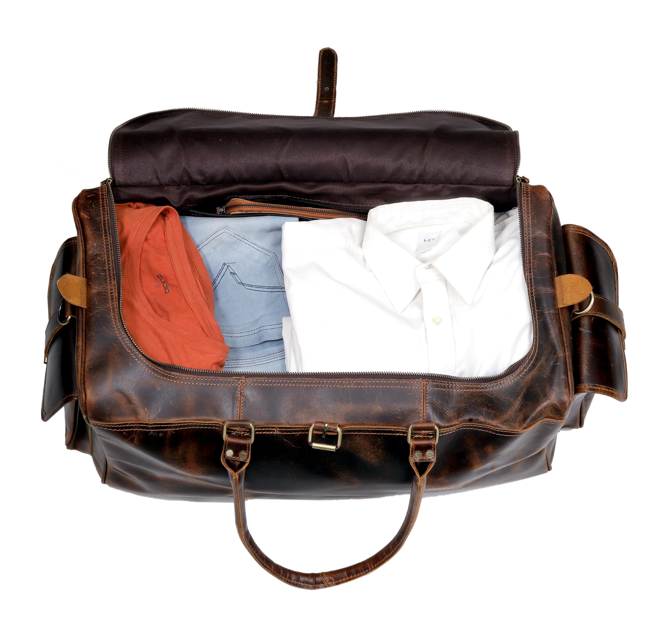 Premium Italian Leather Duffle Bag for Travel & Gym - Spacious Weekender Overnight Bag for Men & Women - Perfect for Business Trips, Weekend Getaways & Sports Gear Storage