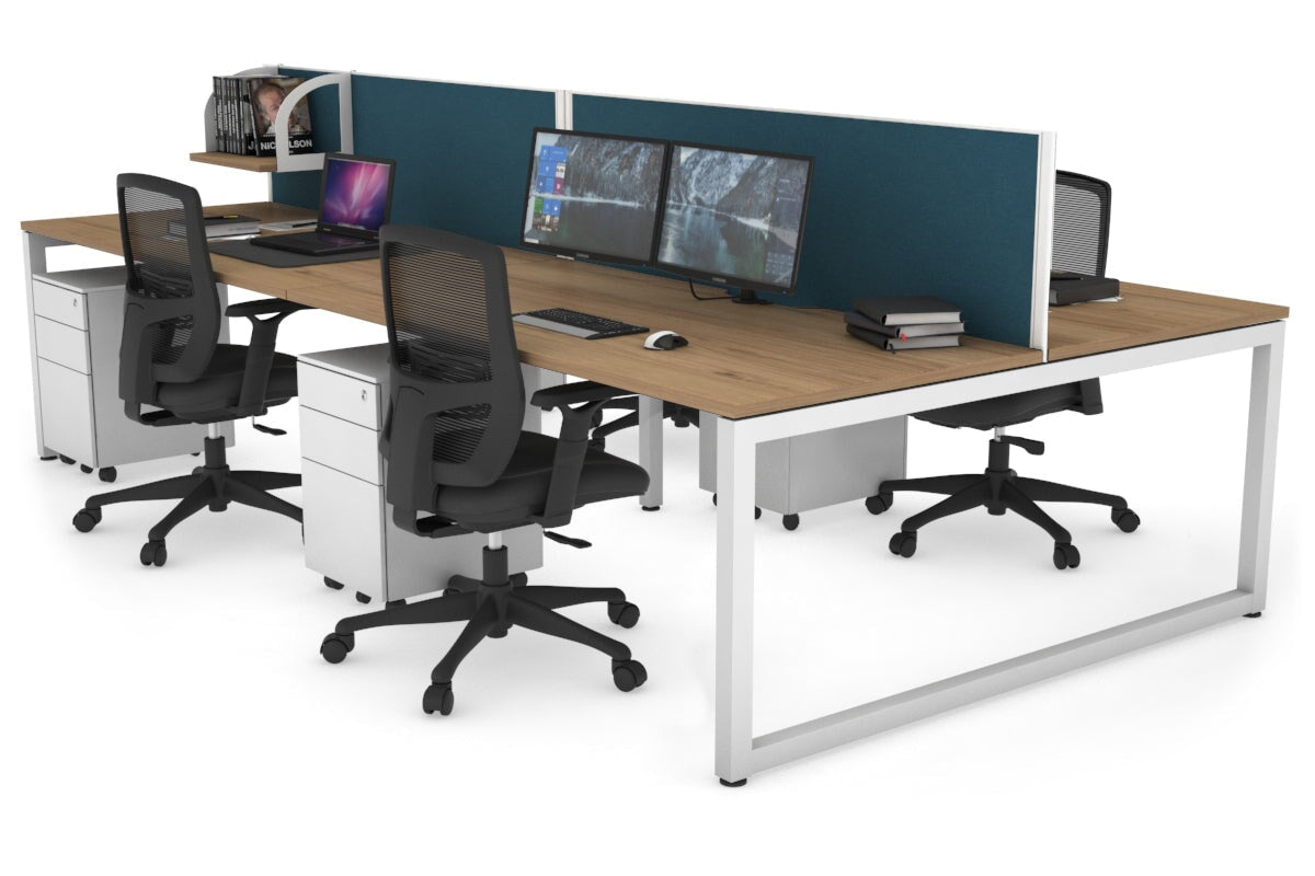 Quadro Loop Legs 4-Person Office Workstation - 1400L x 800W with Cable Management Scallop - Perfect for Collaborative Workspaces & Open Office Environments