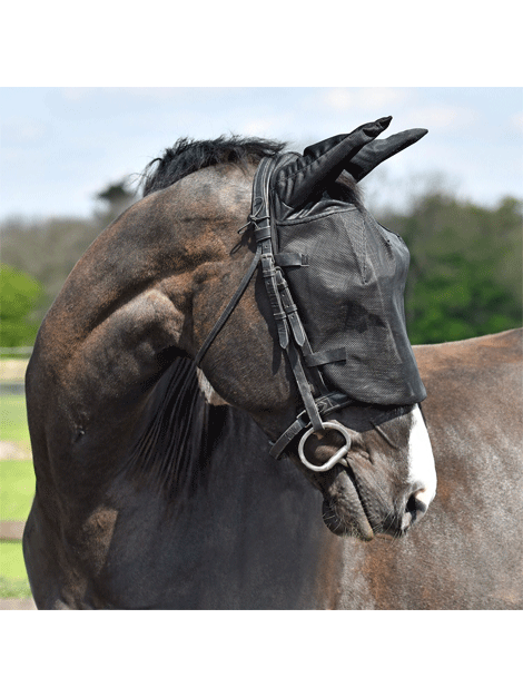 Equilibrium Ride On Fly Mask for Horses - UV Protection & Breathable Fly Control - Perfect for Riding, Training, and Pasture Use
