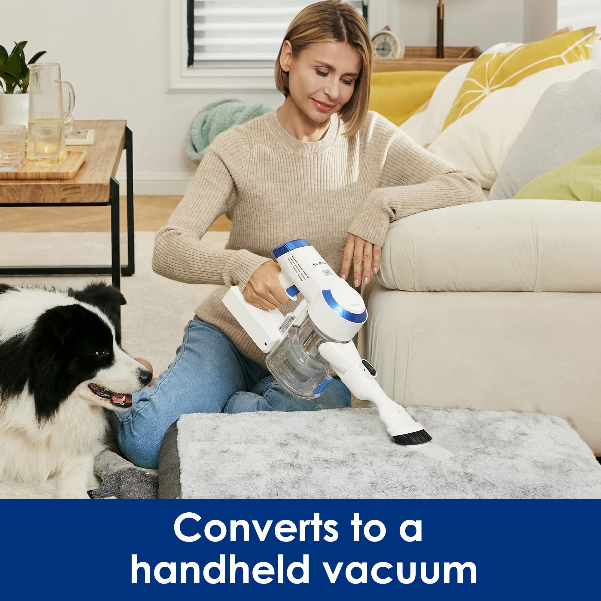 Tineco A10 Essentials Cordless Stick Vacuum Cleaner - Lightweight, Quiet & Powerful Suction | Converts to Handheld Vacuum with Attachments | Wall-Mounted Dock Included | Perfect for Hardwood Floors, Carpets & Pet Hair Cleaning