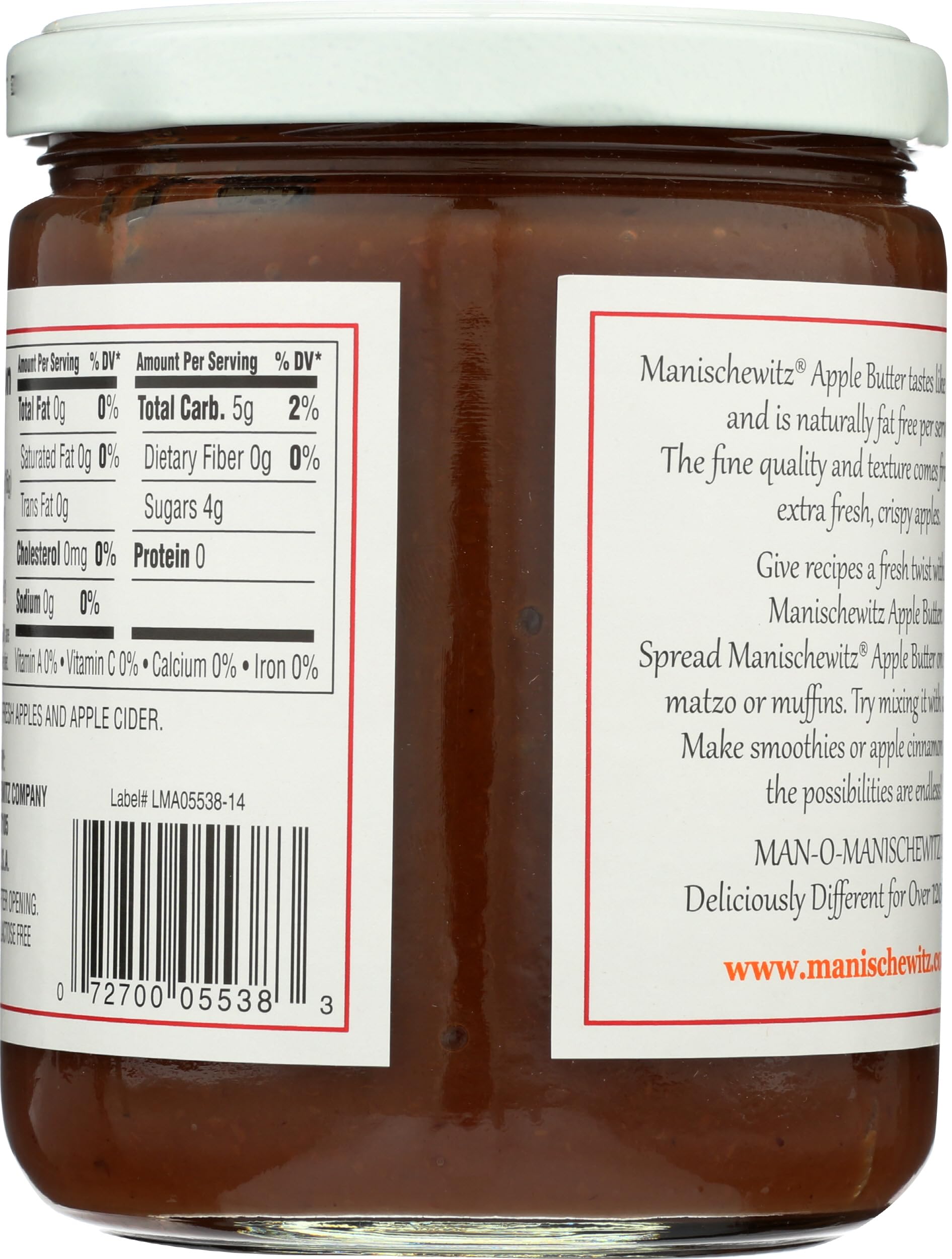 Manischewitz Apple Butter Fruit Spread - 17 lb Jar | Kosher, Gluten-Free, All-Natural | Perfect for Toast, Pancakes & Baking