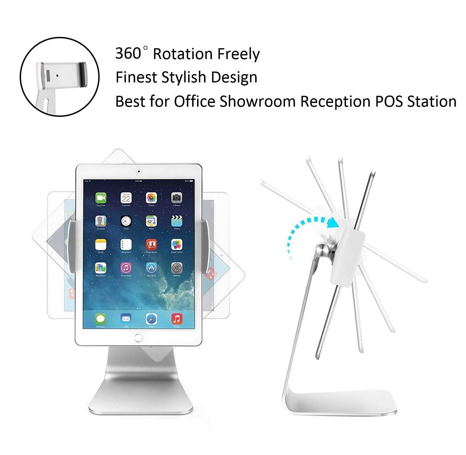 AboveTEK Adjustable Tablet Stand Holder for iPad 7-13 inch, iPad Pro/Air/Mini, Samsung Galaxy Tab, Nexus - Universal Desktop Stand for 4.7''-13.5'' Tablets & Phones - Perfect for Work, Study, Watching Videos & Video Calls
