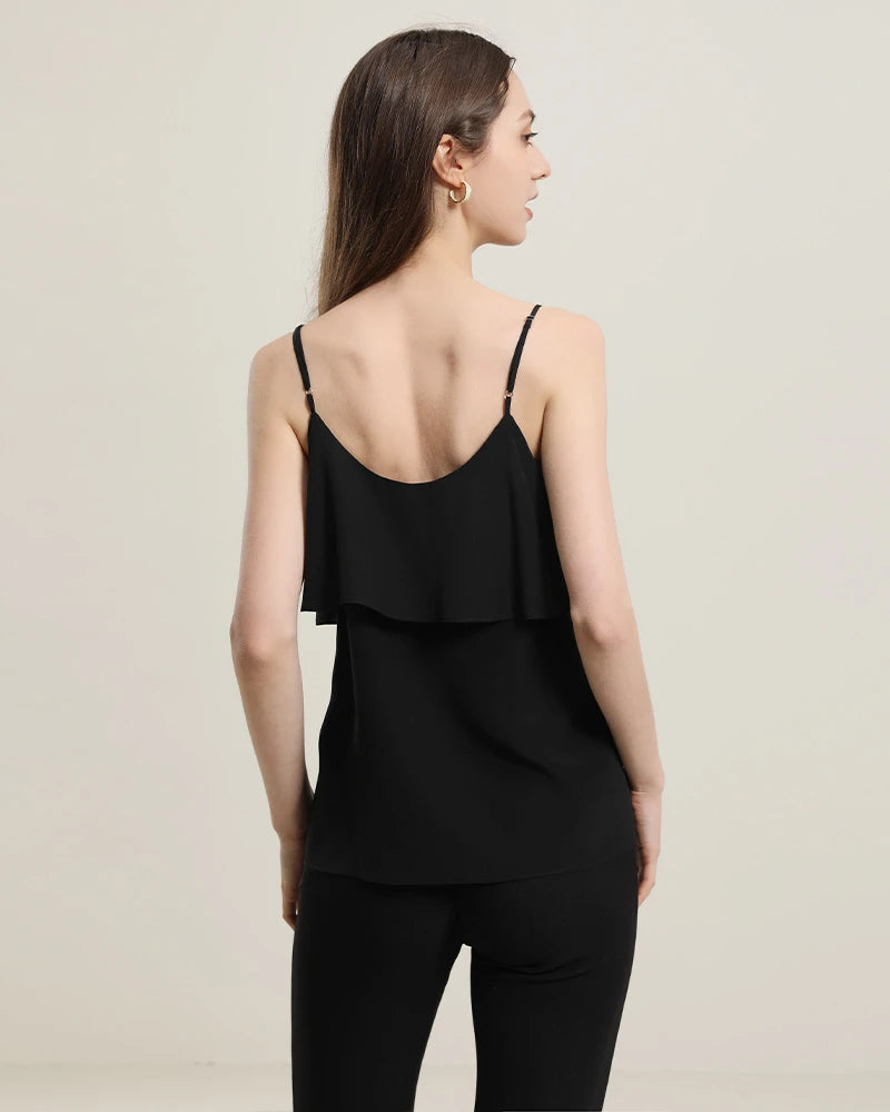 Elegant Silk Blouse with Ruffles - Women's Fashion Top for Work, Party & Special Occasions