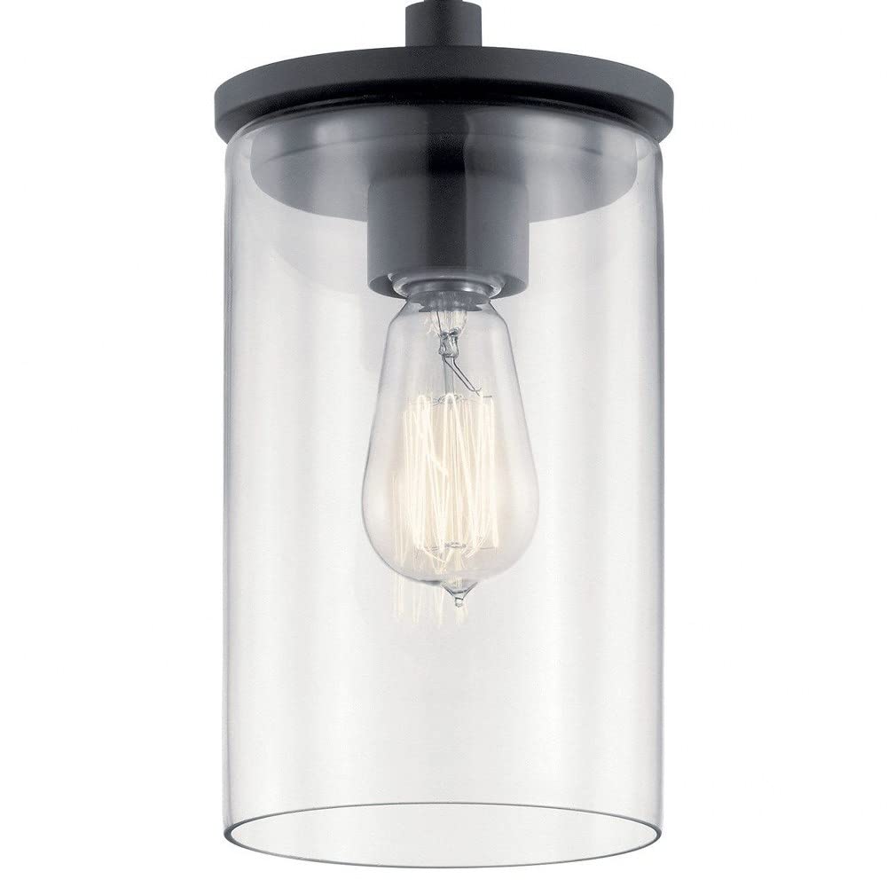 Modern Minimalist Mini Pendant Light Fixture - Clear Glass Shade with Chrome Finish for Kitchen Island, Dining Room or Bedroom Lighting