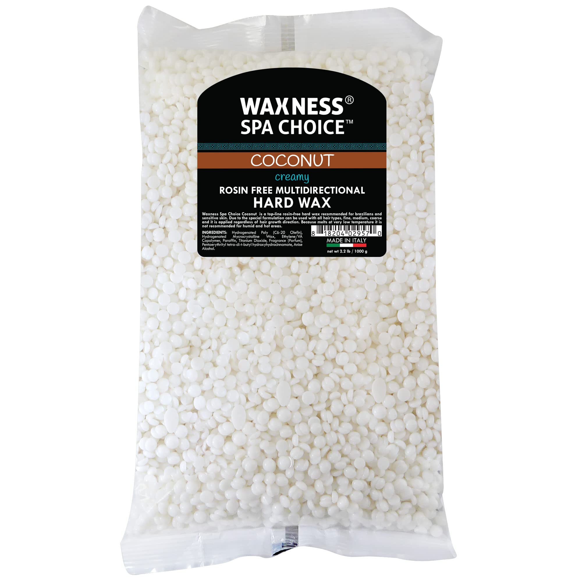 Premium Coconut Hard Wax for Hair Removal - Rosin-Free, Multidirectional, Bulk 12kg (26.6lb) - Ideal for Professional Salons, Spas & At-Home Waxing
