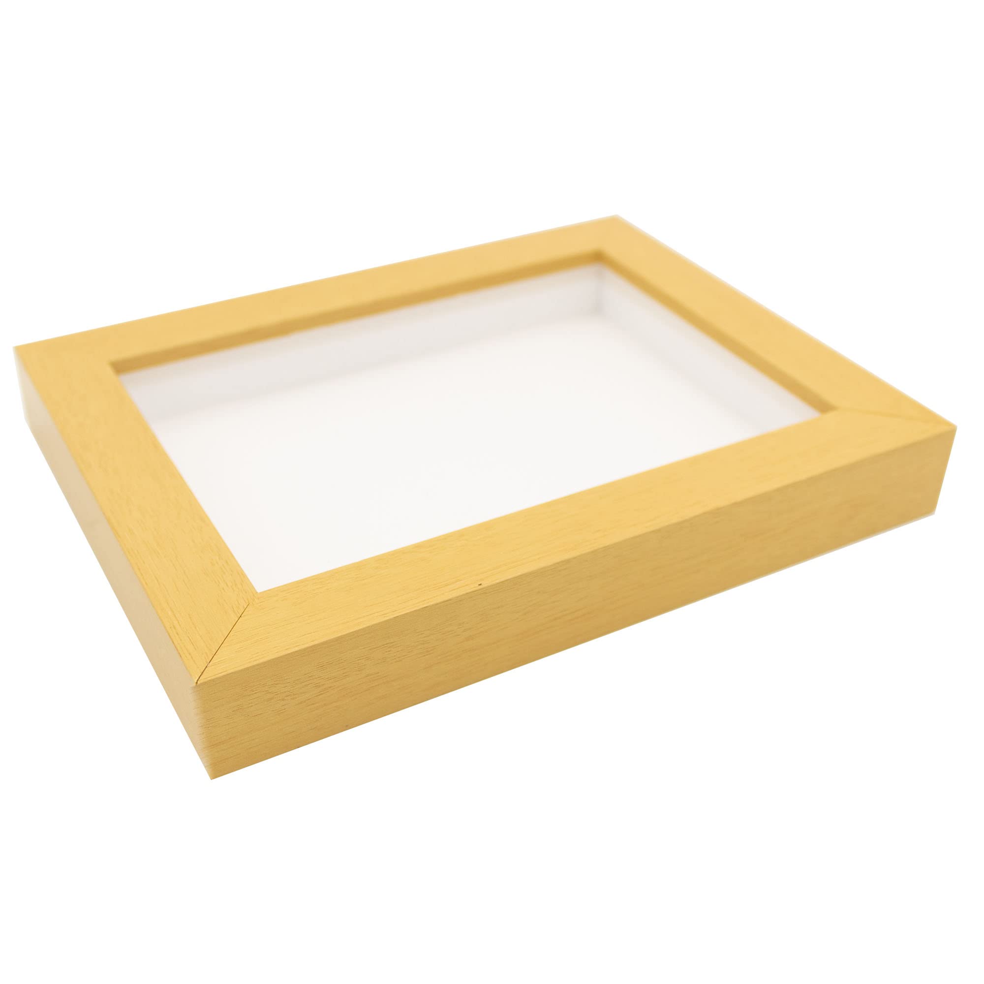 Natural 8x10 Wood Shadow Box Picture Frame with White Acid-Free Backing & UV Protective Acrylic - 3/4