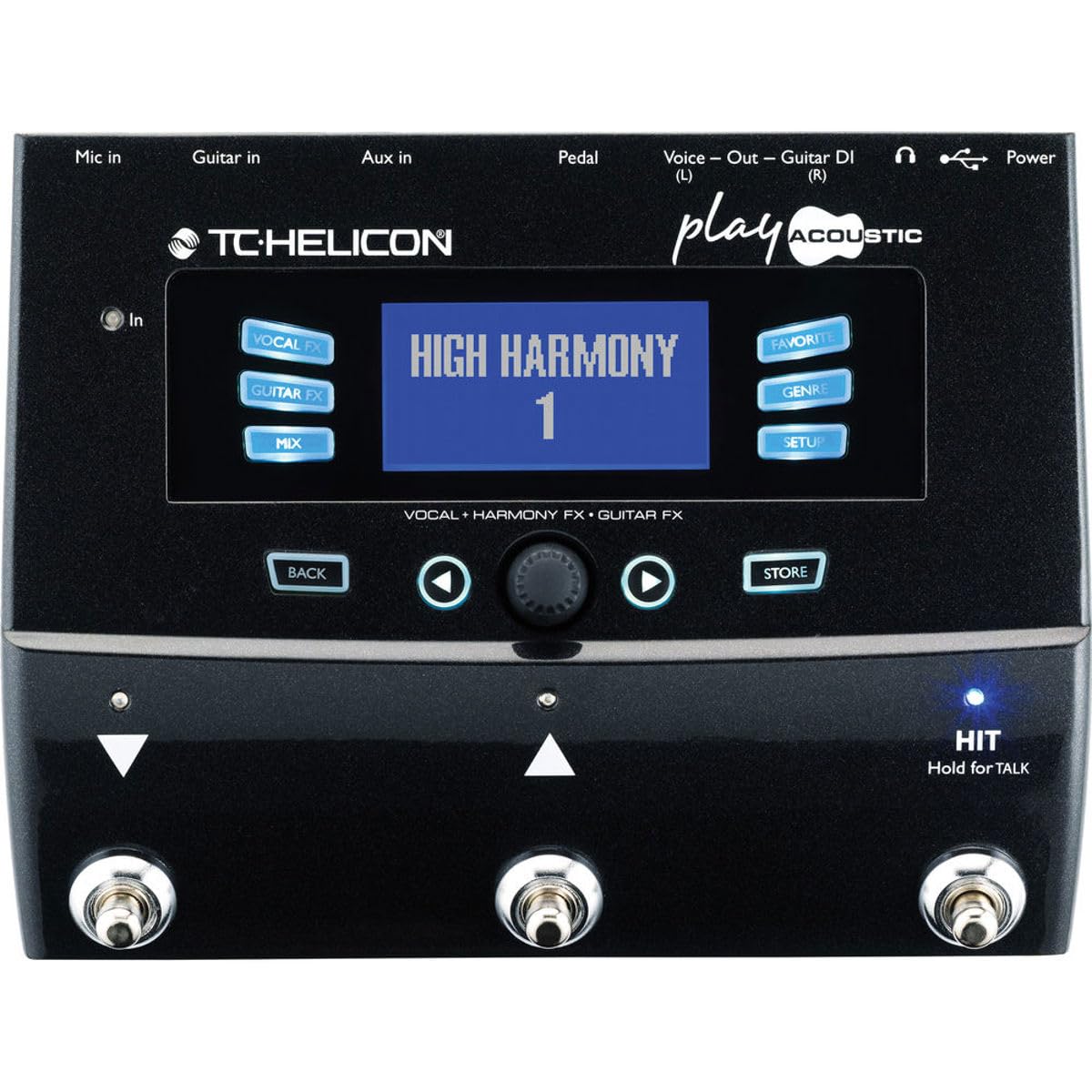 TC Helicon PLAY ACOUSTIC Vocal & Guitar Effects Pedal - 3-Button Stompbox with BodyRez & Looping for Live Performances & Studio Recording