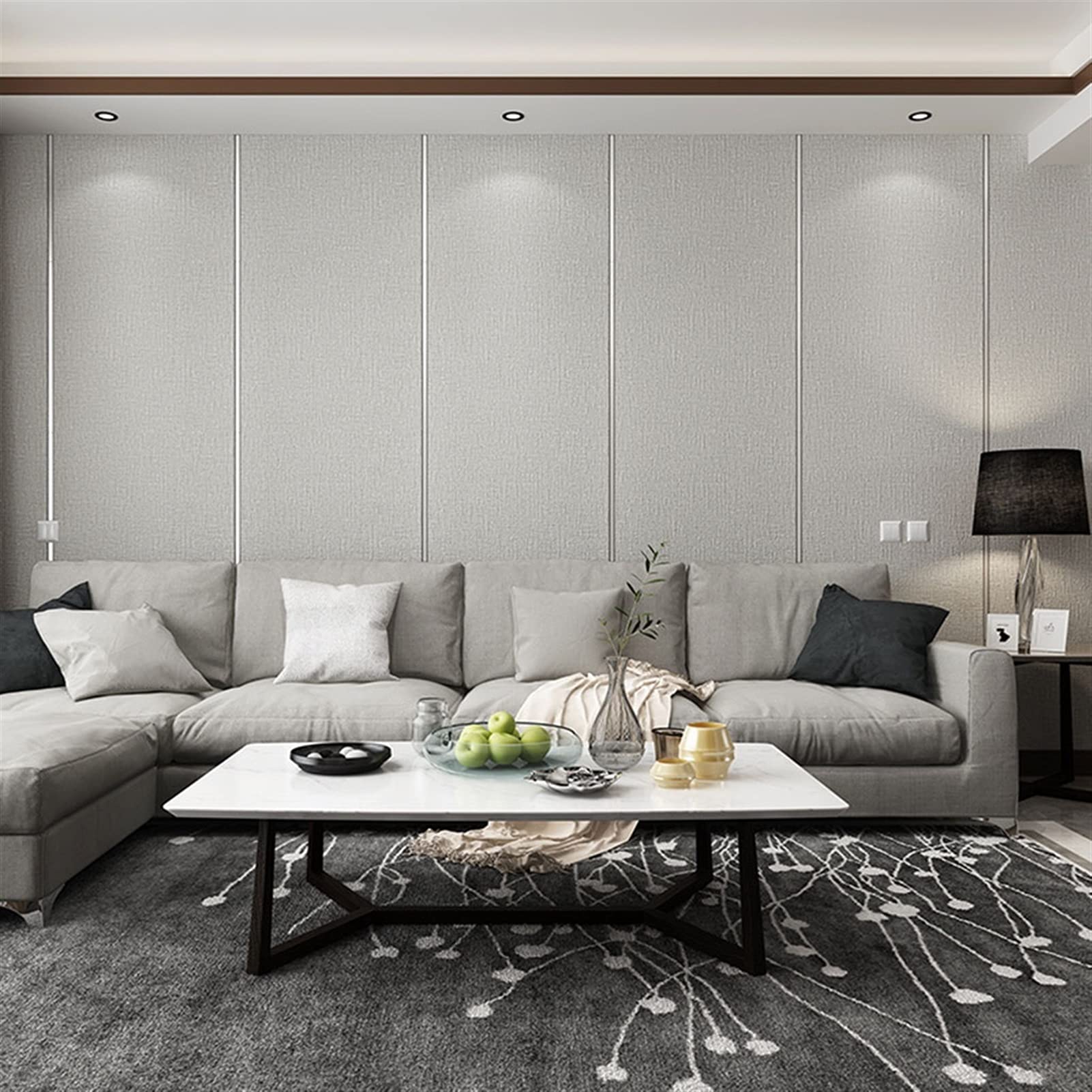 Modern 3D Suede Vertical Stripes Wallpaper - Gray Textured Wall Covering for Living Room, Sofa & TV Background | Peel & Stick Self-Adhesive Wall Stickers | Easy Home Decor Upgrade for Bedroom, Office & Dorm