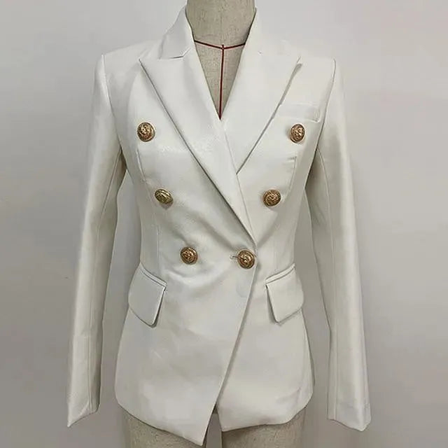 Stylish Women's Leather Blazer Jacket - Fashionable Plain Solid Coat for Office, Party & Casual Wear
