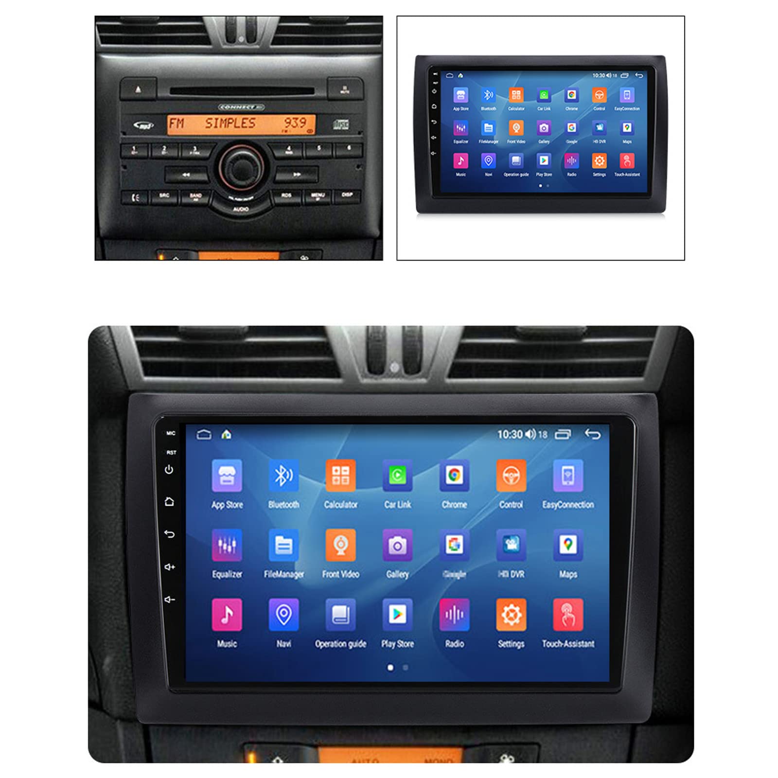9 Inch Car Stereo with Navigation for Fiat Stilo 2010 - Touch Screen In-Dash Receiver with Backup Camera, Apple CarPlay, Android Auto, Steering Wheel Control & FM RDS | Perfect for Commuting, Road Trips & Hands-Free Driving