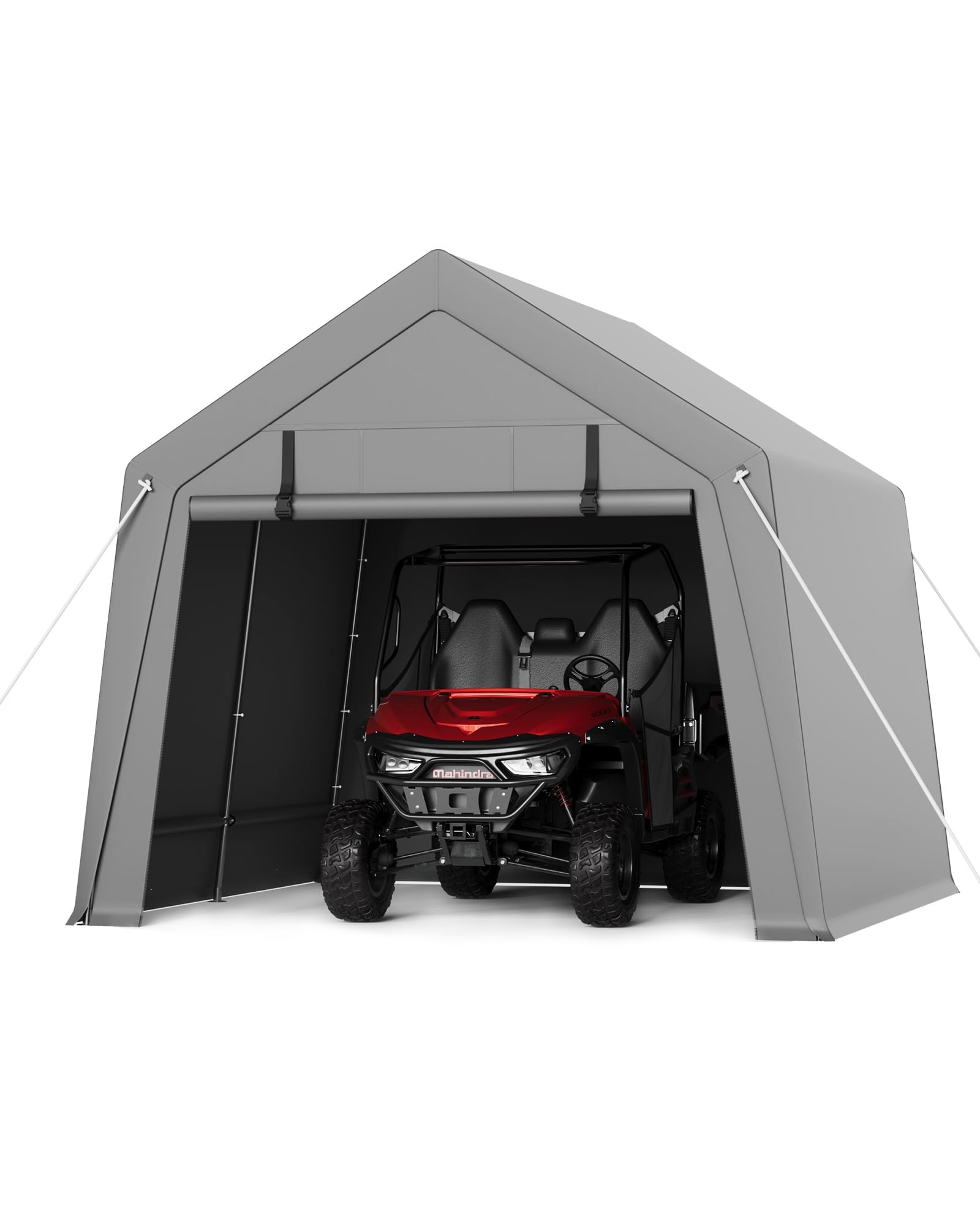 10x10 ft Heavy Duty Waterproof Carport Storage Shed with 2 Roll-up Zipper Doors - Shelter Logic Canopy for ATV, Motorcycle, Bike & Garden Tools - Perfect for Outdoor Vehicle Protection, Firewood Storage & Backyard Organization