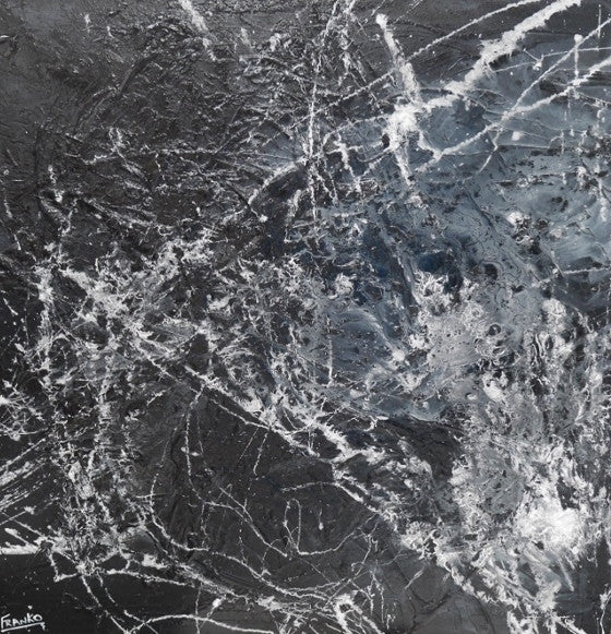 Abstract Black Painting - Modern Wall Art for Living Room, Bedroom & Office Decor - Handmade Canvas Artwork