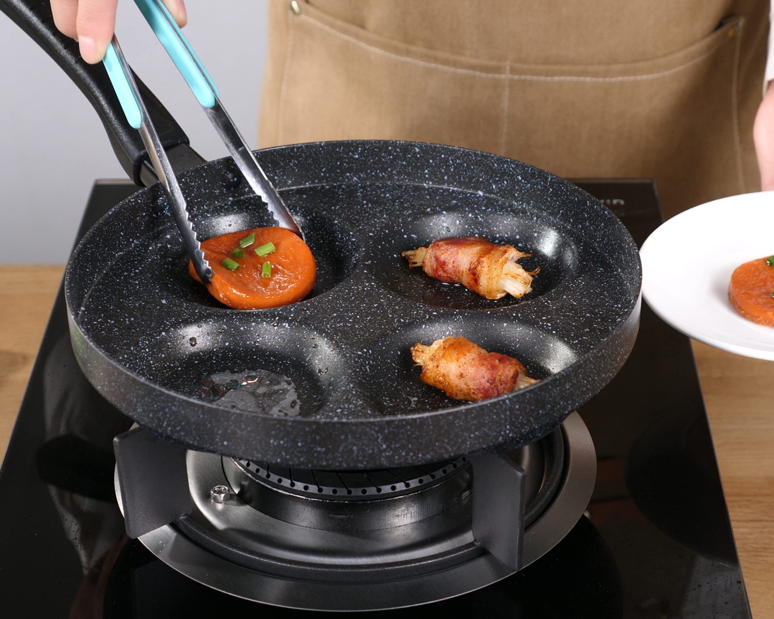 MyLifeUNIT Aluminum 4-Cup Egg Frying Pan - Non Stick Egg Cooker Pan for Perfect Sunny Side Up & Omelets - Ideal for Breakfast, Camping & Small Kitchens