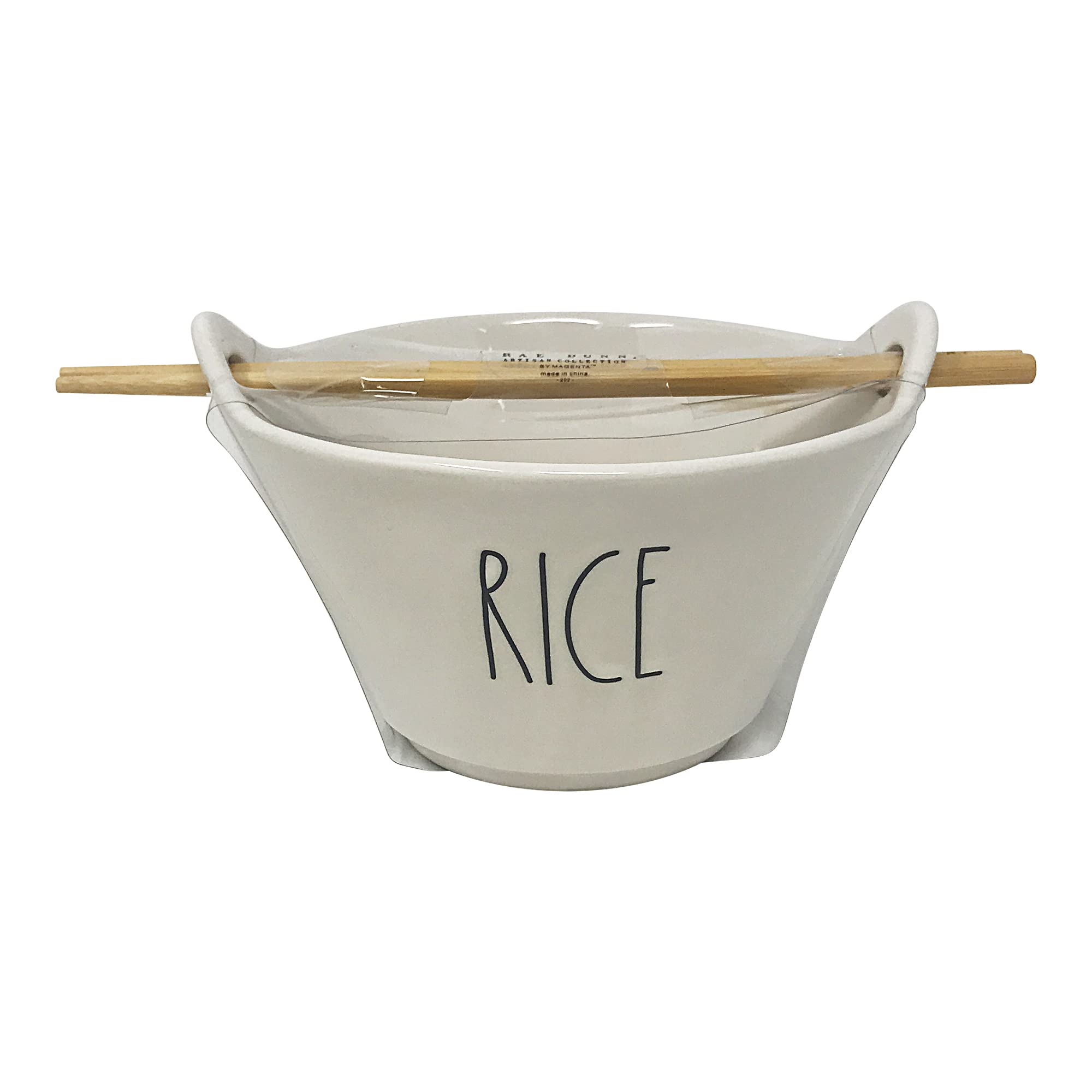 Rae Dunn Ceramic Noodle Bowl & Rice Bowl Set with Chopsticks - 16oz Asian Style Soup Bowl for Ramen, Pho, Sushi - Perfect for Home Dining & Gift Giving