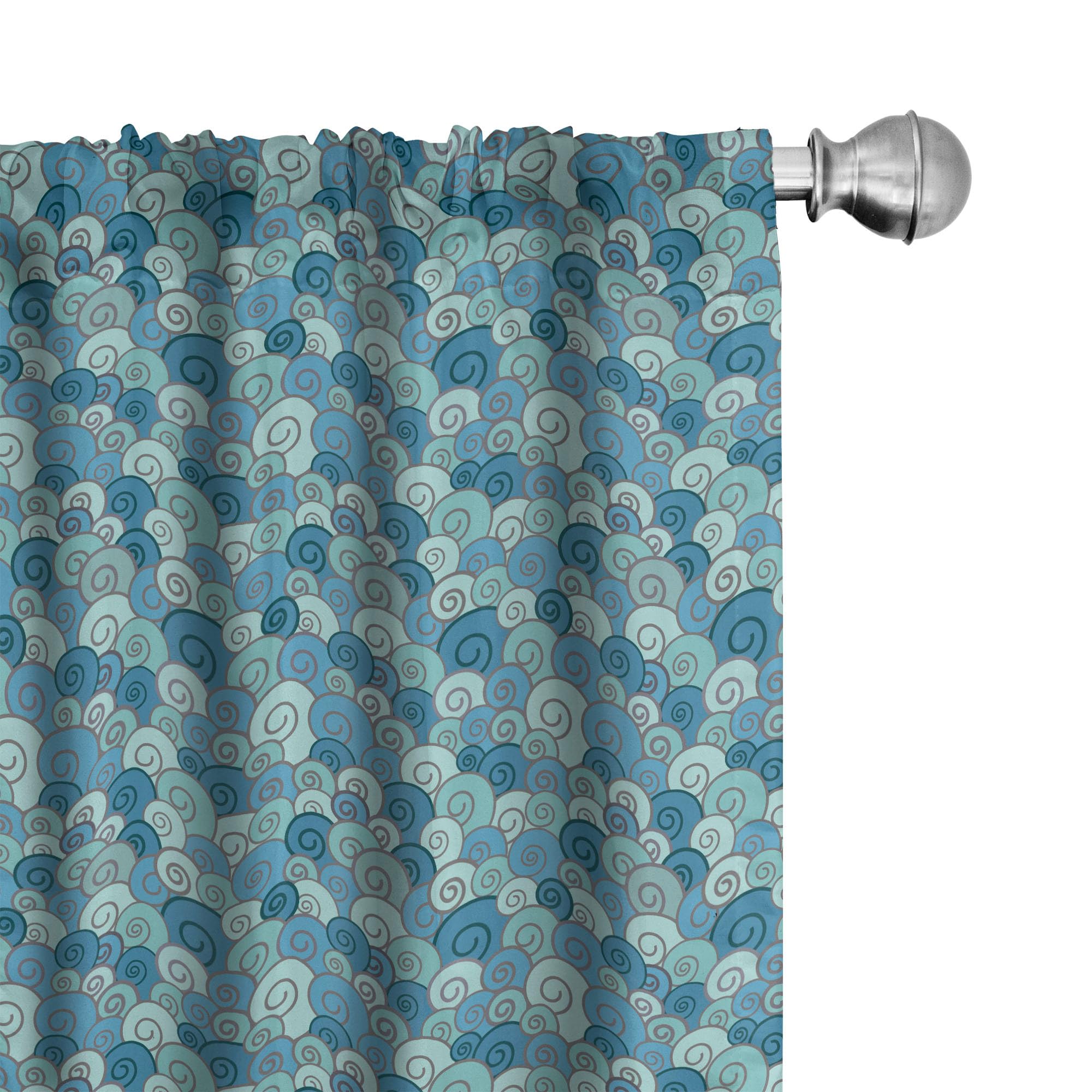 Ambesonne Nautical Curtains - Blue Ocean Wave Abstract Doodle Print, 2 Panel Set (28