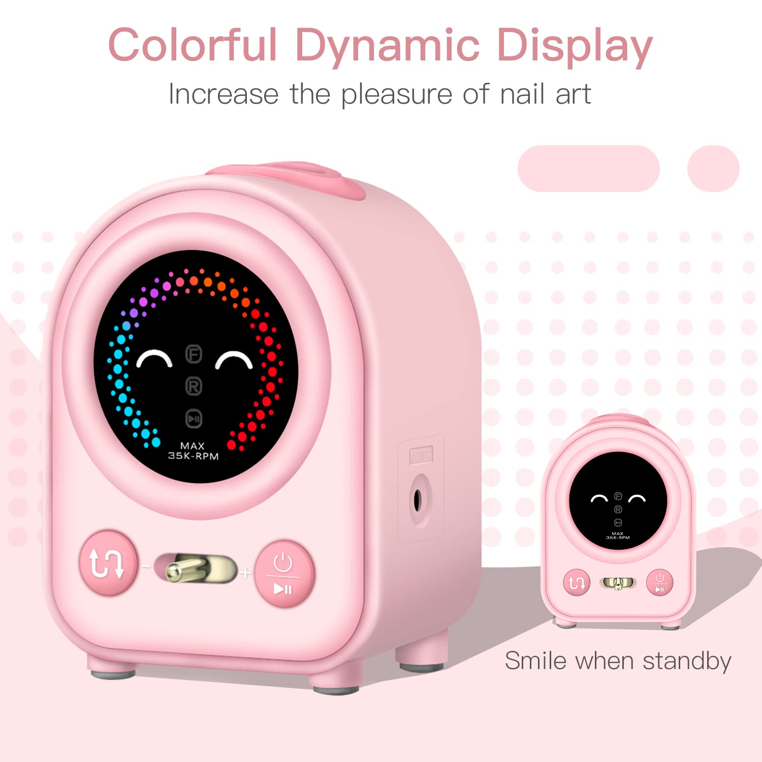 Professional Electric Nail Drill 35000RPM - Adjustable Speed Manicure & Pedicure Kit with 4 Drill Bits, Quiet Portable Nail File for Acrylic & Gel Nails - Perfect for Home Salon & Professional Nail Care (Pink)