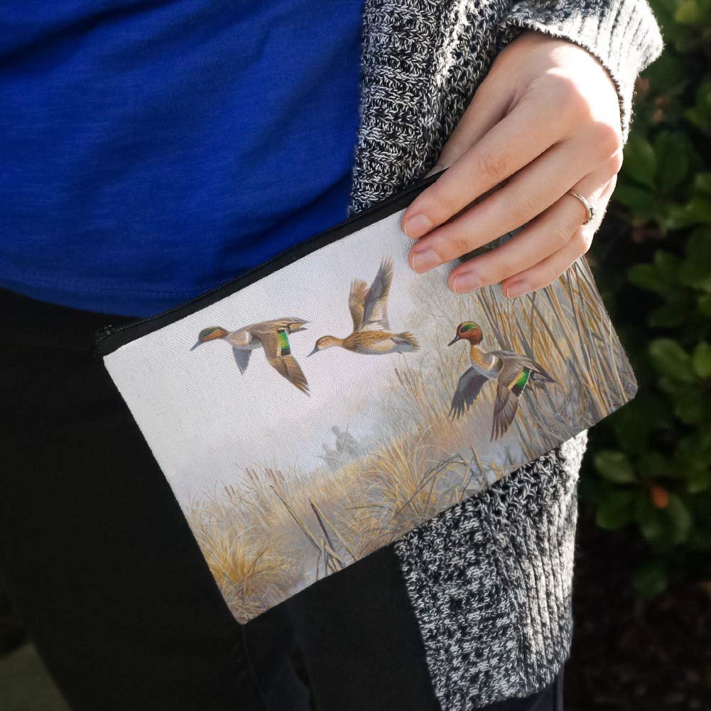 Green-Winged Teal Ducks Hunting Cosmetic Bag - Waterproof Makeup Organizer Pouch for Travel & Outdoor Adventures | Perfect for Hunters, Camping & Daily Use