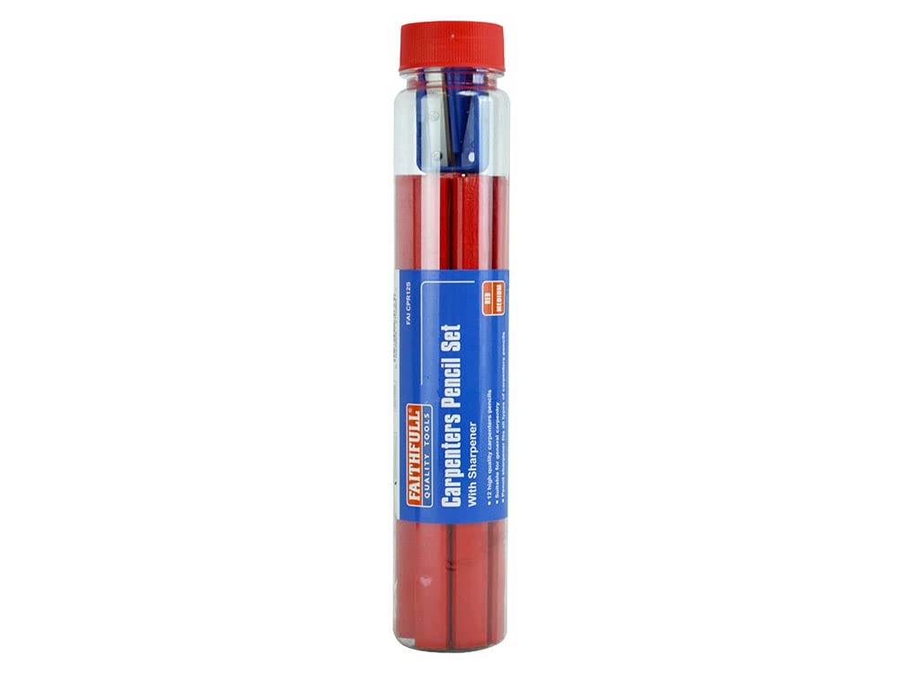 CPR12S Carpenter Pencils with Sharpener - 12 Pack Woodworking Pencils for Marking & Measuring - Perfect for Construction, Carpentry, and DIY Projects