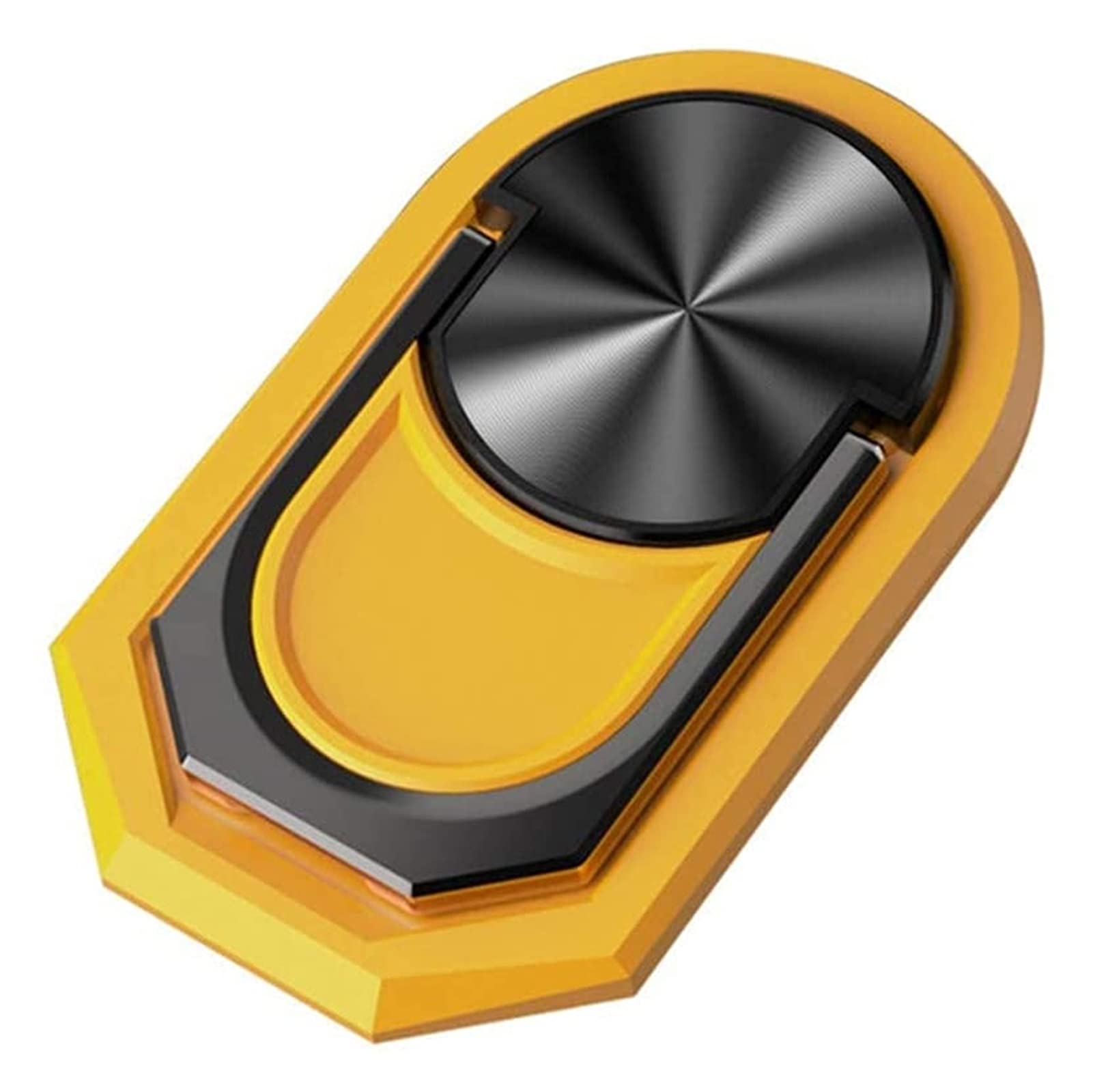 Magnetic Phone Holder for Car - Universal Metal Ring Stand with Finger Grip, Compatible with All Smartphones (Yellow) - Perfect for Driving, Cycling, and Hands-Free Use