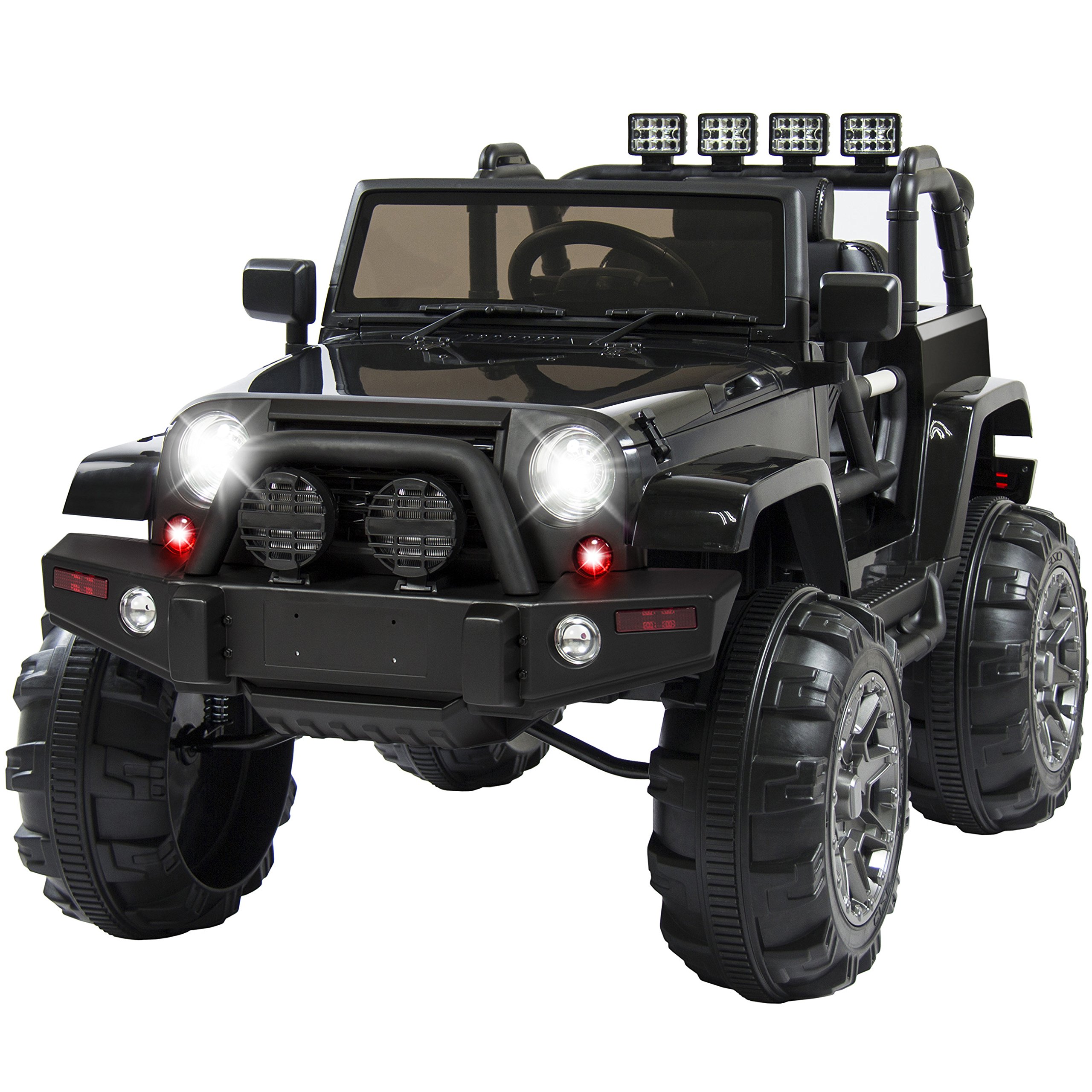 Best Choice Products 12V Kids Ride On Truck - Battery Powered Toy Car with Spring Suspension, Parent Remote Control, 3 Speed Settings & LED Lights - Black Electric Vehicle for Boys & Girls - Perfect for Outdoor Play, Birthday Gifts & Backyard Fun