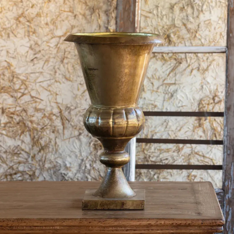 Antiqued Gold Church Urn Set - Vintage Style Urns for Home Decor, Memorials & Church Altars - Perfect for Weddings, Funerals & Religious Ceremonies