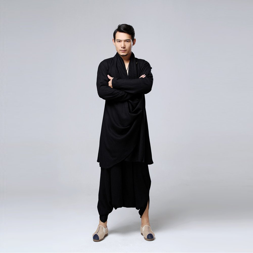 Men's Kung Fu Tai Chi Yoga Uniform - Breathable Cotton Linen Martial Arts Meditation Outfit for Training & Zen Practice