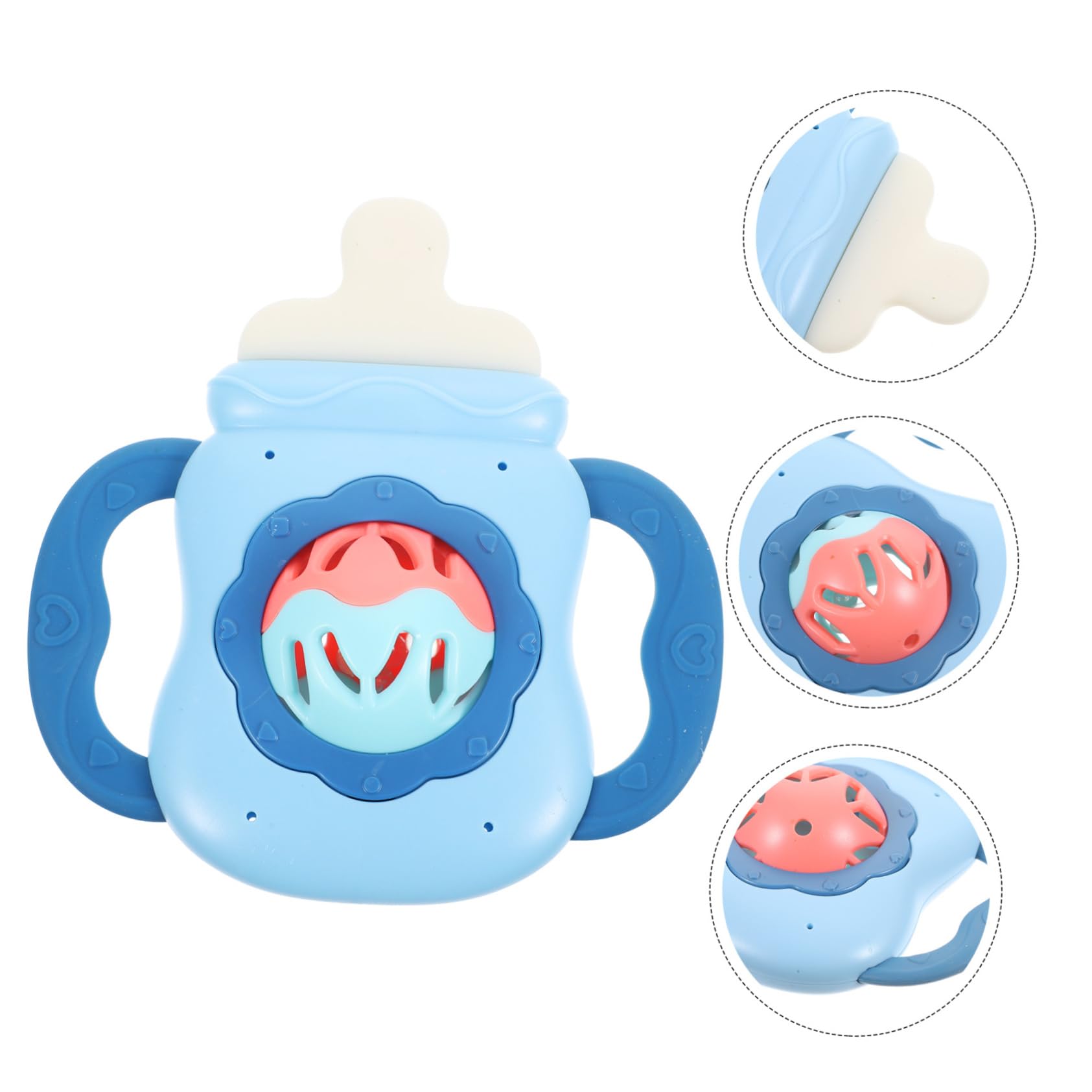 Wakauto 2-Pack Baby Teething Toys - Soft TPE Sensory Rattles & Chewable Bottle Simulator for Infants | Perfect for Soothing Sore Gums, Developing Motor Skills & Sensory Play (0-12 Months)