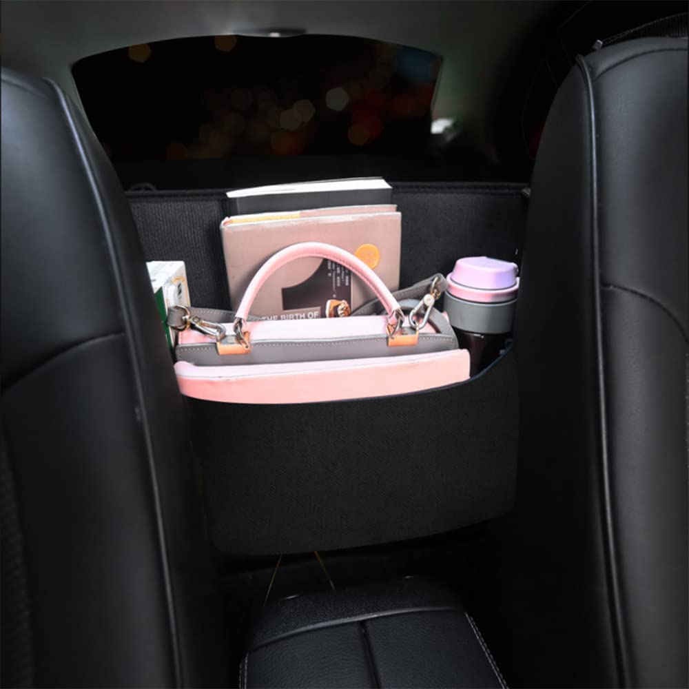 Sparkling Rhinestone Car Trash Bag - Hanging Car Garbage Can with Storage Pockets, Glamorous Car Accessory for Women (Black) | Perfect for Road Trips, Commuting & Keeping Your Vehicle Clean