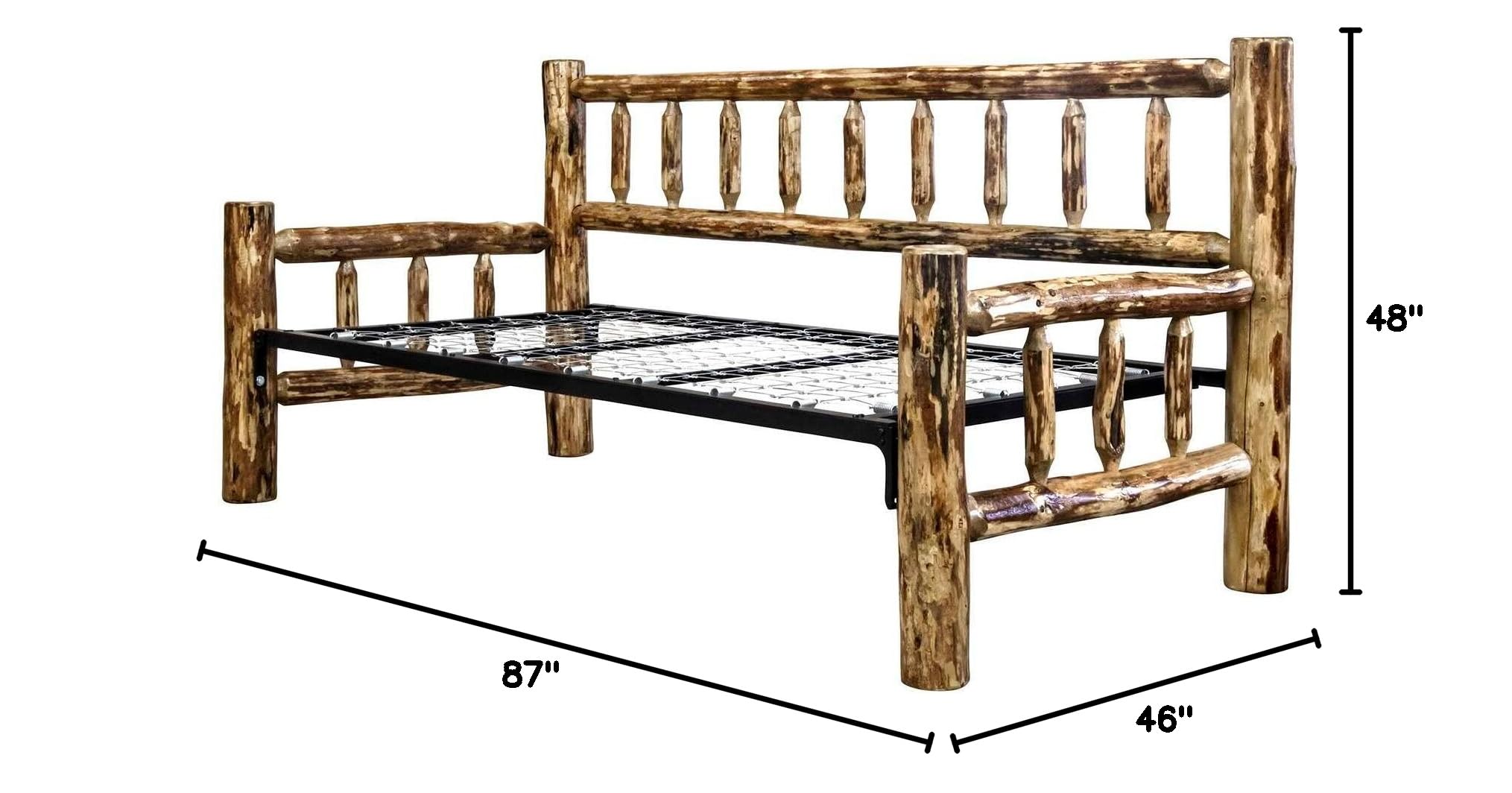 Montana Woodworks Solid Wood Day Bed - Glacier Country Collection - Rustic Modern Sofa Bed for Living Room, Guest Room & Small Spaces