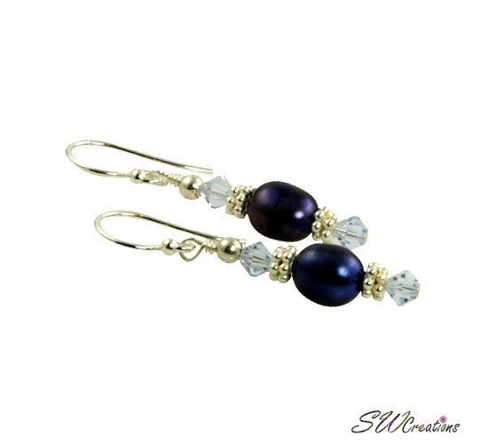 Lavender Indigo Pearl Beaded Earrings for Women - Handmade Bohemian Dangle Earrings - Elegant Jewelry Gift for Wedding, Party & Special Occasions