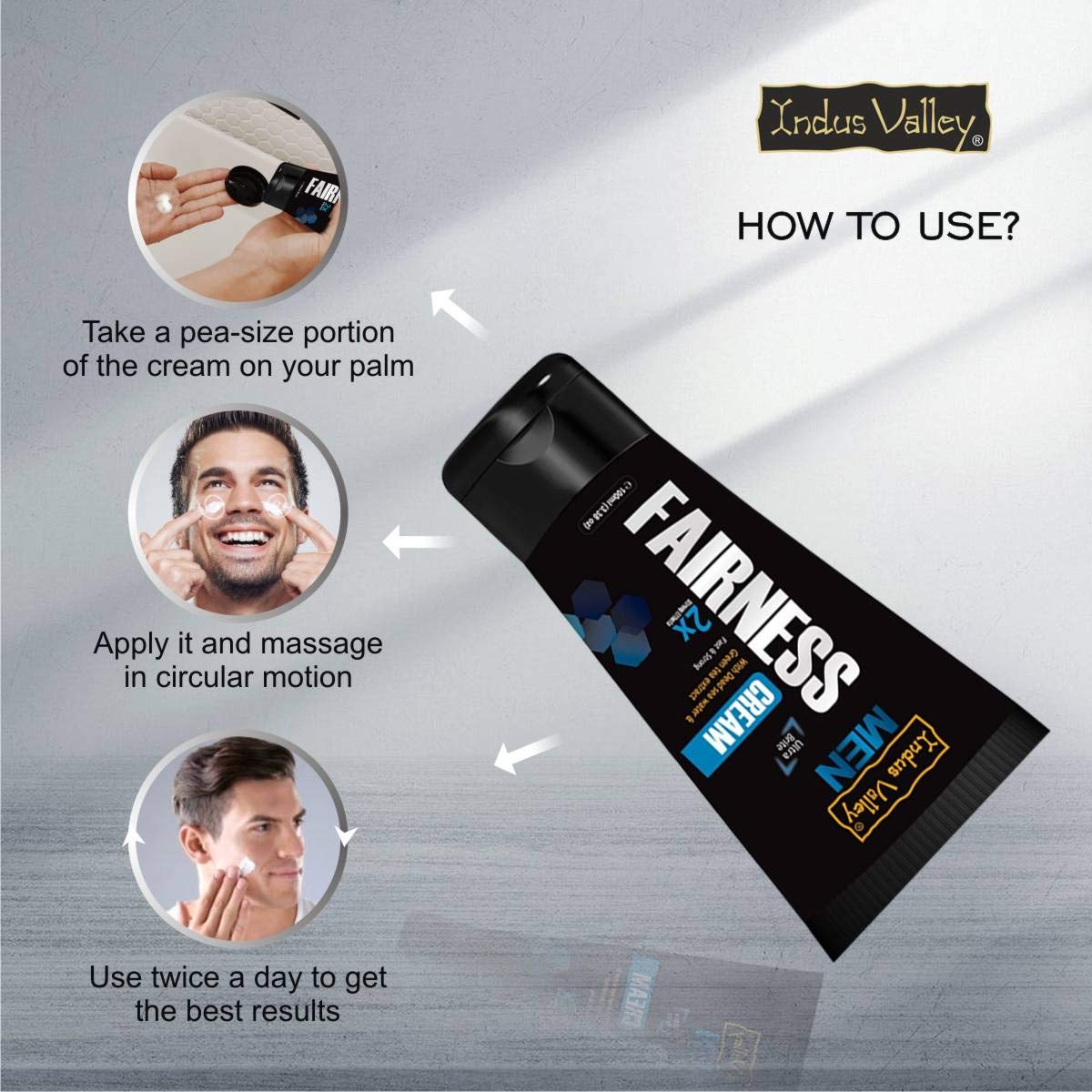 INDUS VALLEY Men's Fairness Cream with Dead Sea Minerals & Green Tea Extract - 100ml for Natural Brightening & Even Skin Tone | Daily Face Moisturizer for Men