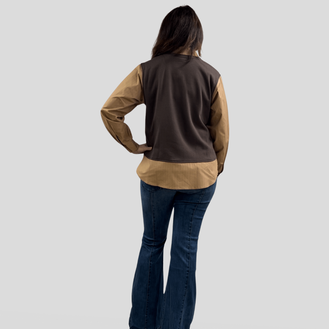 Rowen Built-in Vest Button Down Top for Women | Premium Quality Made in USA | Perfect for Office Wear & Casual Outfits