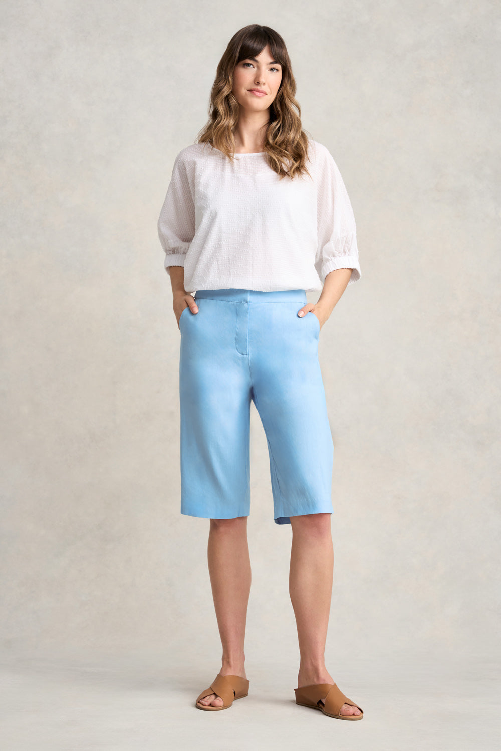 Breathable Stretch Linen Shorts for Men - Summer Casual Shorts in Light Blue | Perfect for Beach, Vacation & Outdoor Activities