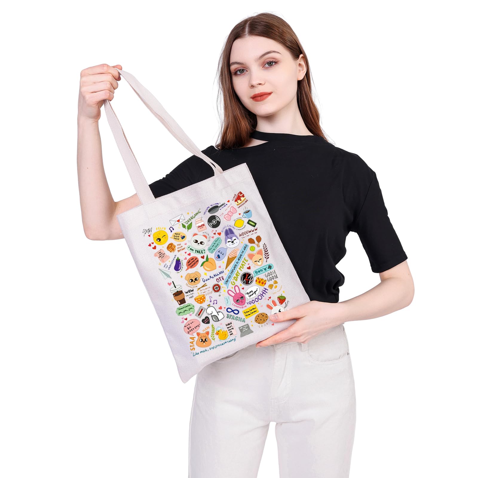 MEIKIUP K-POP Group Makeup Bag - Cute Cosmetic Pouch for K-POP Fans & K-Drama Lovers - Perfect Gift for STAY Fandom - Travel-Friendly Around The World Tote Bag - Ideal for Concerts, Travel & Daily Makeup Storage