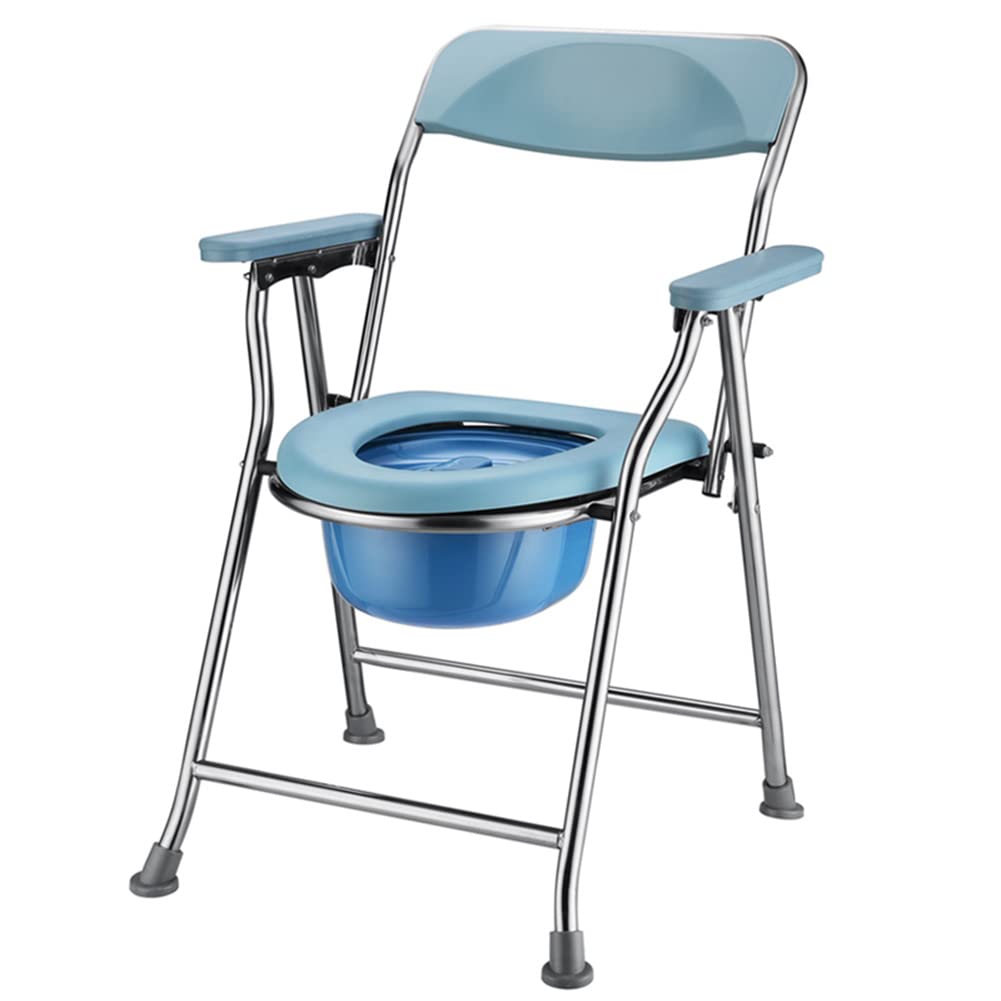 Portable Bedside Commode Chair with Armrests - Foldable, Non-Slip & Reinforced Design for Elderly & Pregnant Women - Ideal for Home Care, Travel & Post-Surgery Use