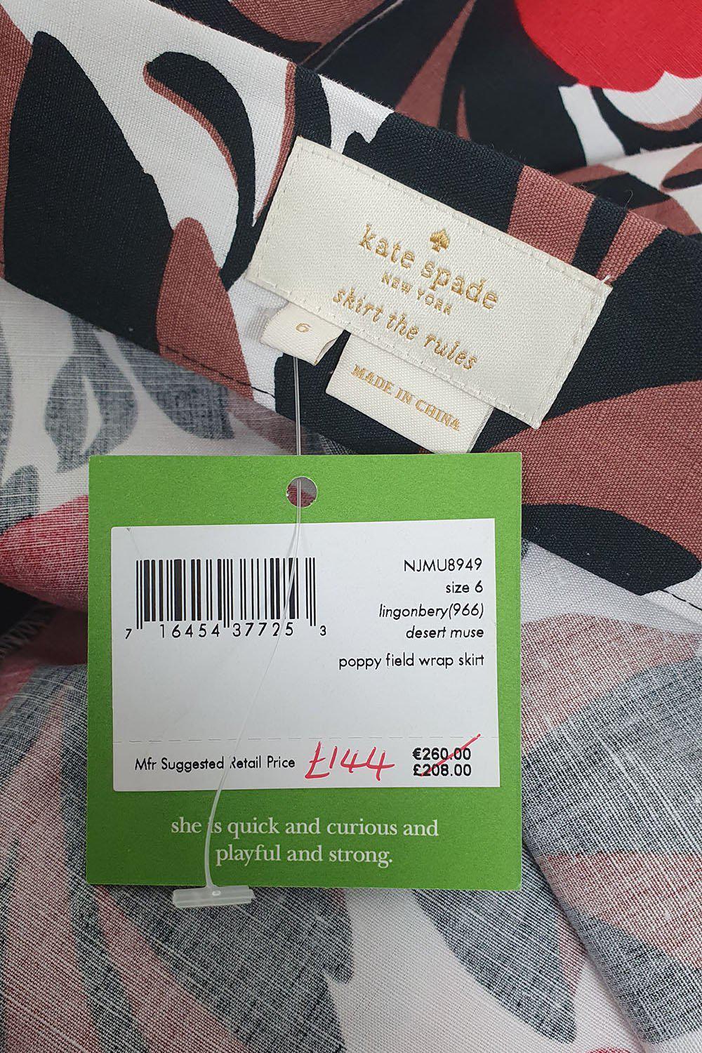 KATE SPADE Women's Cotton Floral Print A-Line Skirt | Desert Muse Design | US Size 6 (UK 10) | Casual Summer Dressy Outfit for Brunch & Garden Parties