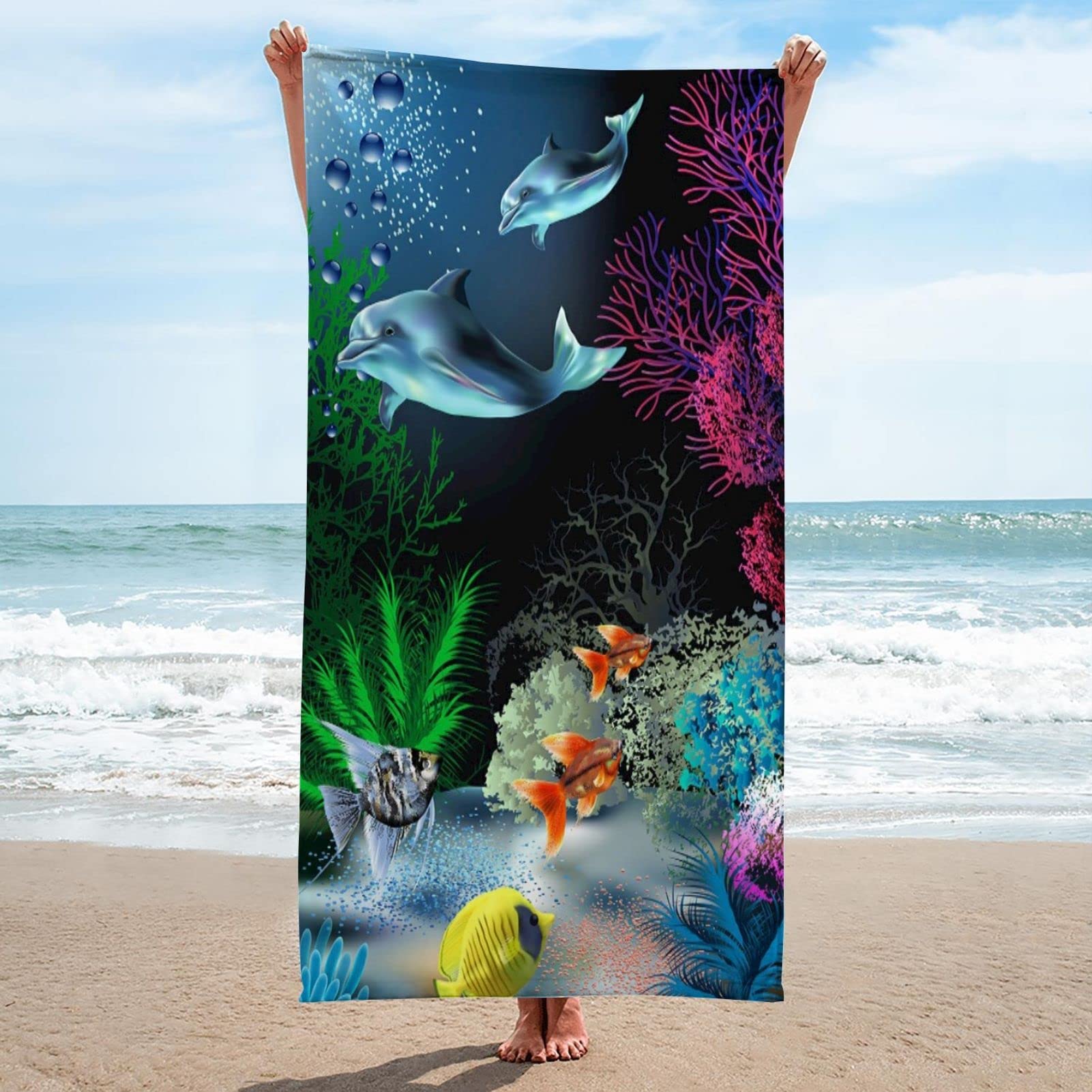 Zooshum Oversized Microfiber Beach Towel - 33x52 Inch Quick Dry Bath Towel, Lightweight Travel Blanket & Yoga Mat for Women & Men - Perfect for Swimming, Outdoor Picnics, Beach Vacations & Gym Workouts