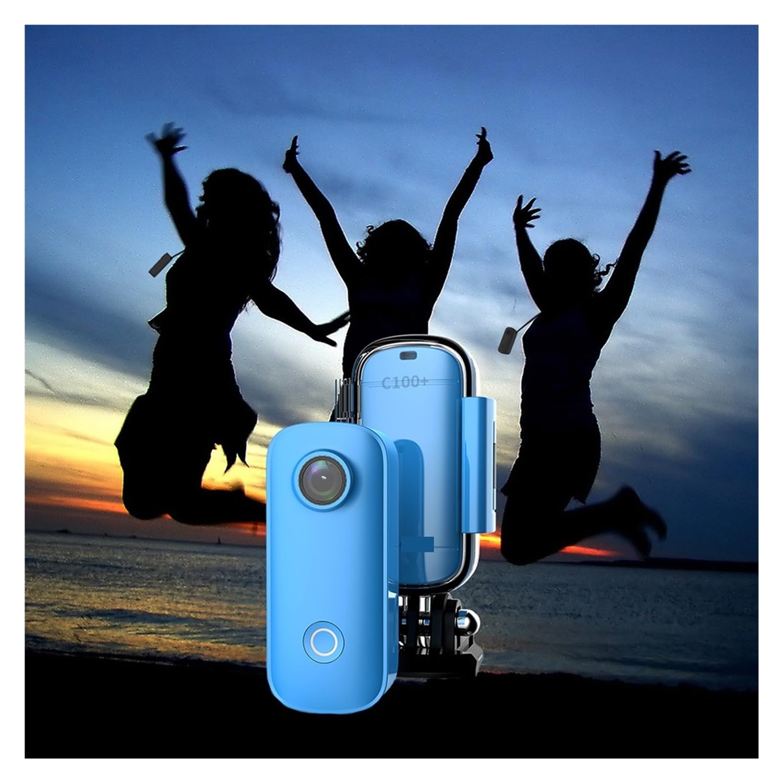 MZZYG C100 Plus 32GB Action Camera - 4K Ultra HD Waterproof Sports Camera with Anti-Shake, Helmet Mount for Skiing, Motorcycle Riding, Vlogging & Outdoor Adventures (White) - Perfect for Action Sports, Travel Vlogging and Extreme Activities