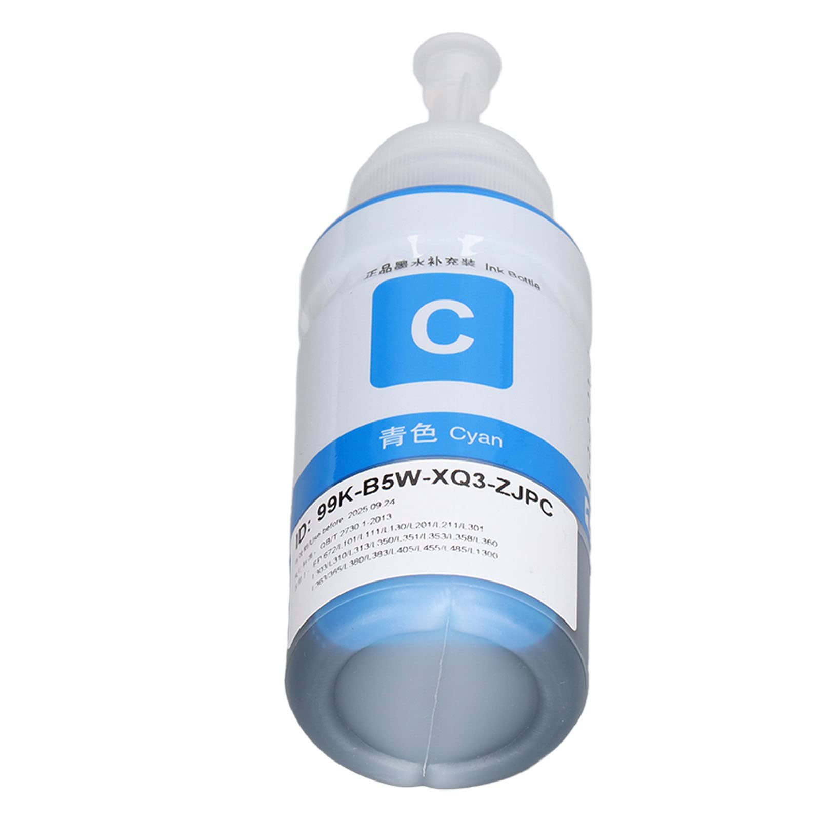 Vibrant Colors 70ML Printer Ink Bottle Replacement - Non-Clogging, Quick-Drying High Gloss Inkjet Photo Stickers (Cyan) - Perfect for Home, Office & Professional Photo Printing