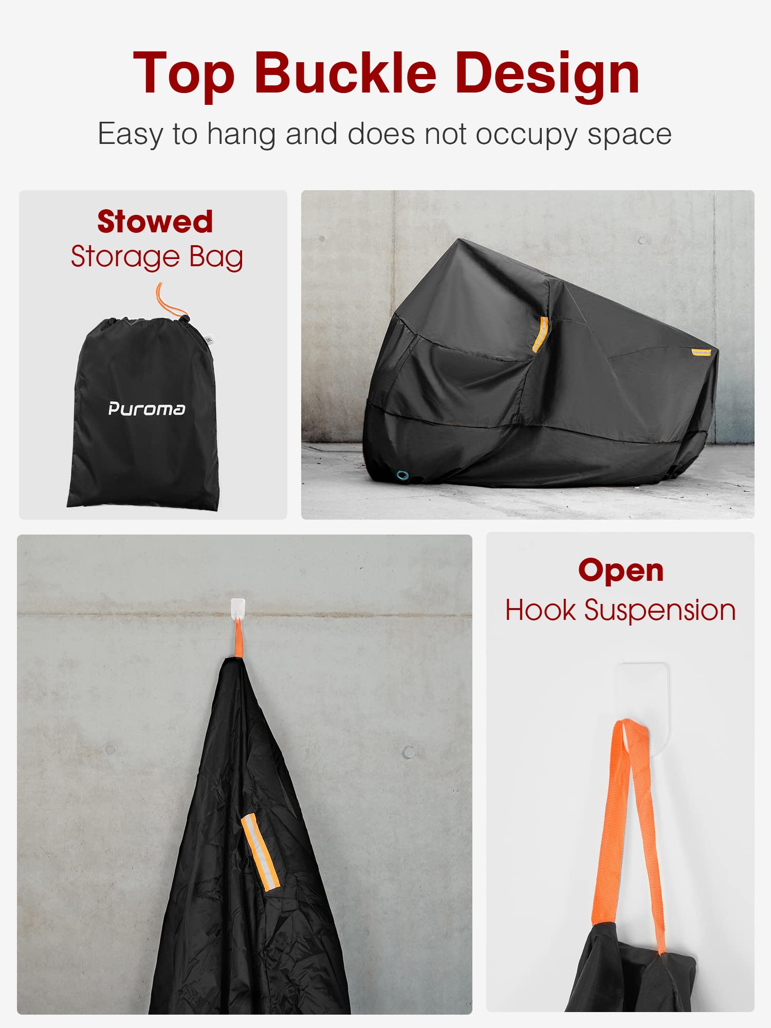 **Heavy Duty Waterproof Motorcycle Cover - All Weather Protection with Reflective Strips & Lock Holes - Universal Fit for Scooters & Bikes up to 97