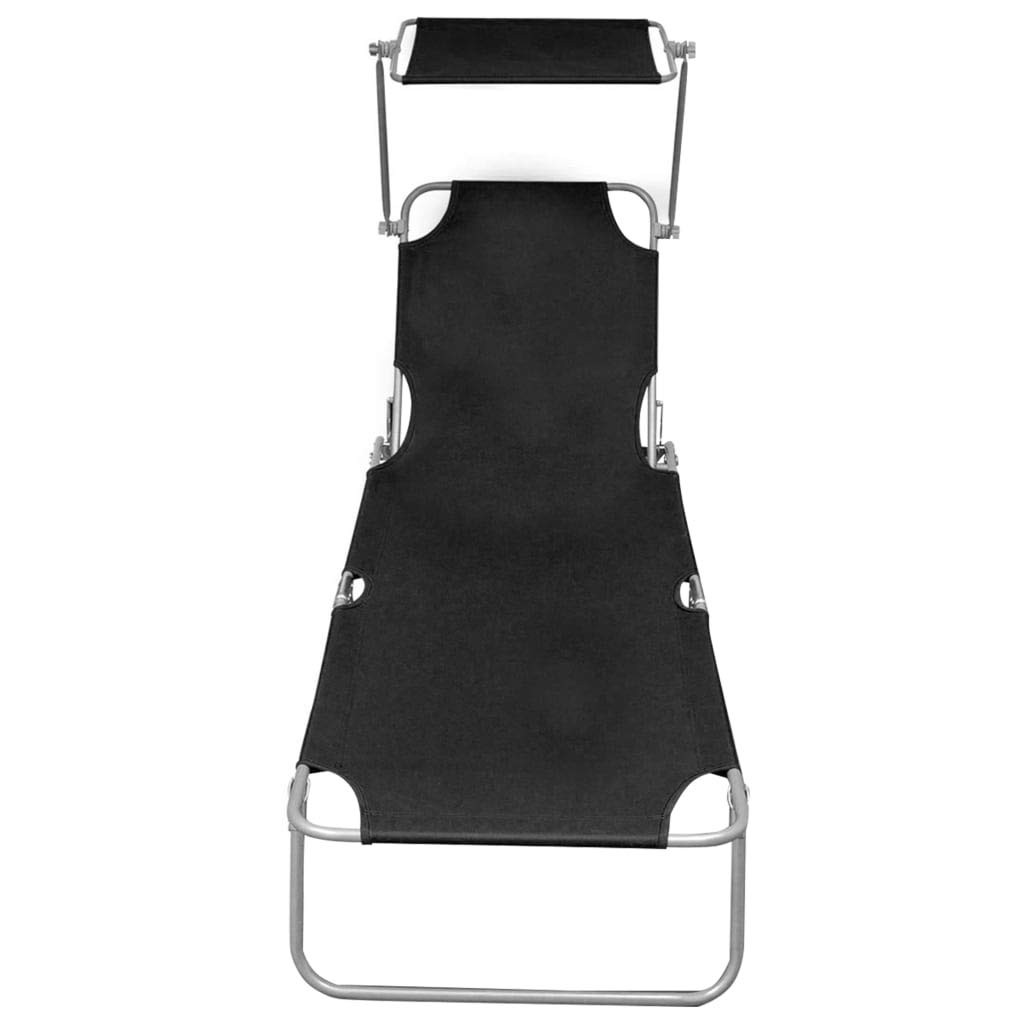 **Portable Folding Sun Lounger with Adjustable Canopy - Lightweight Aluminum Chaise Lounge Chair for Outdoor Relaxation - Perfect for Poolside, Beach, Patio, and Backyard**