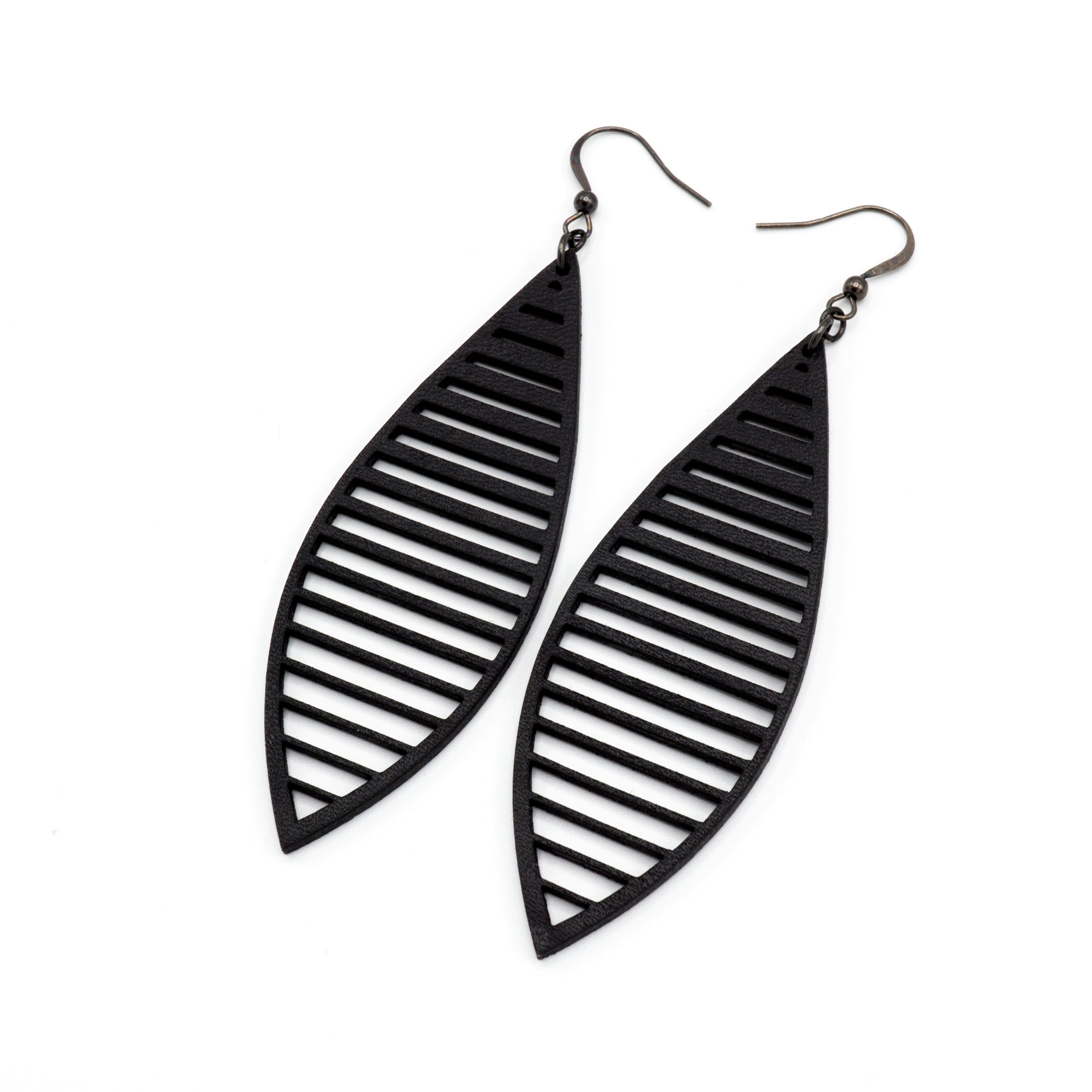 Terrabyte 11.5 - Stylish Black Leather Earrings for Women | Boho Chic Handmade Dangle Earrings | Perfect for Casual Wear, Parties & Festivals