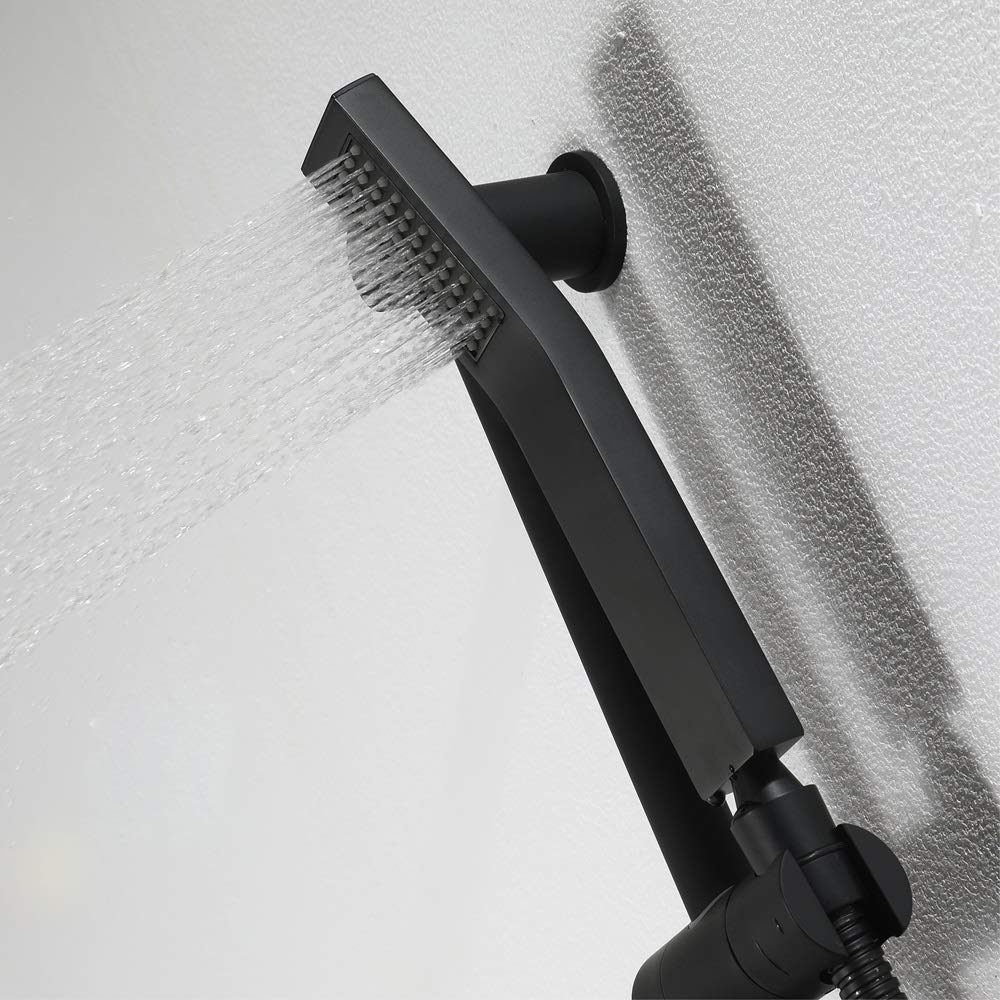 Black Concealed Shower Faucet Set - 3-Function Wall Mounted Shower System with 250mm Square Rain Showerhead & Handheld Sprayer | Bathroom Upgrade for Modern Homes (Ideal for Master Bath, Guest Bath & Spa-Like Experience)