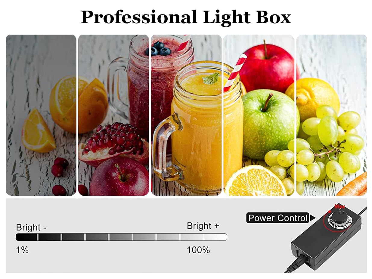 32x32 Inch GLZ Photo Studio Light Box Kit - Dimmable & Adjustable LED Lights, 6 Color Backdrops (White/Black/Orange/Blue/Green/Red) + Carry Bag - Perfect for Product Photography, Jewelry Display & Ecommerce Listings