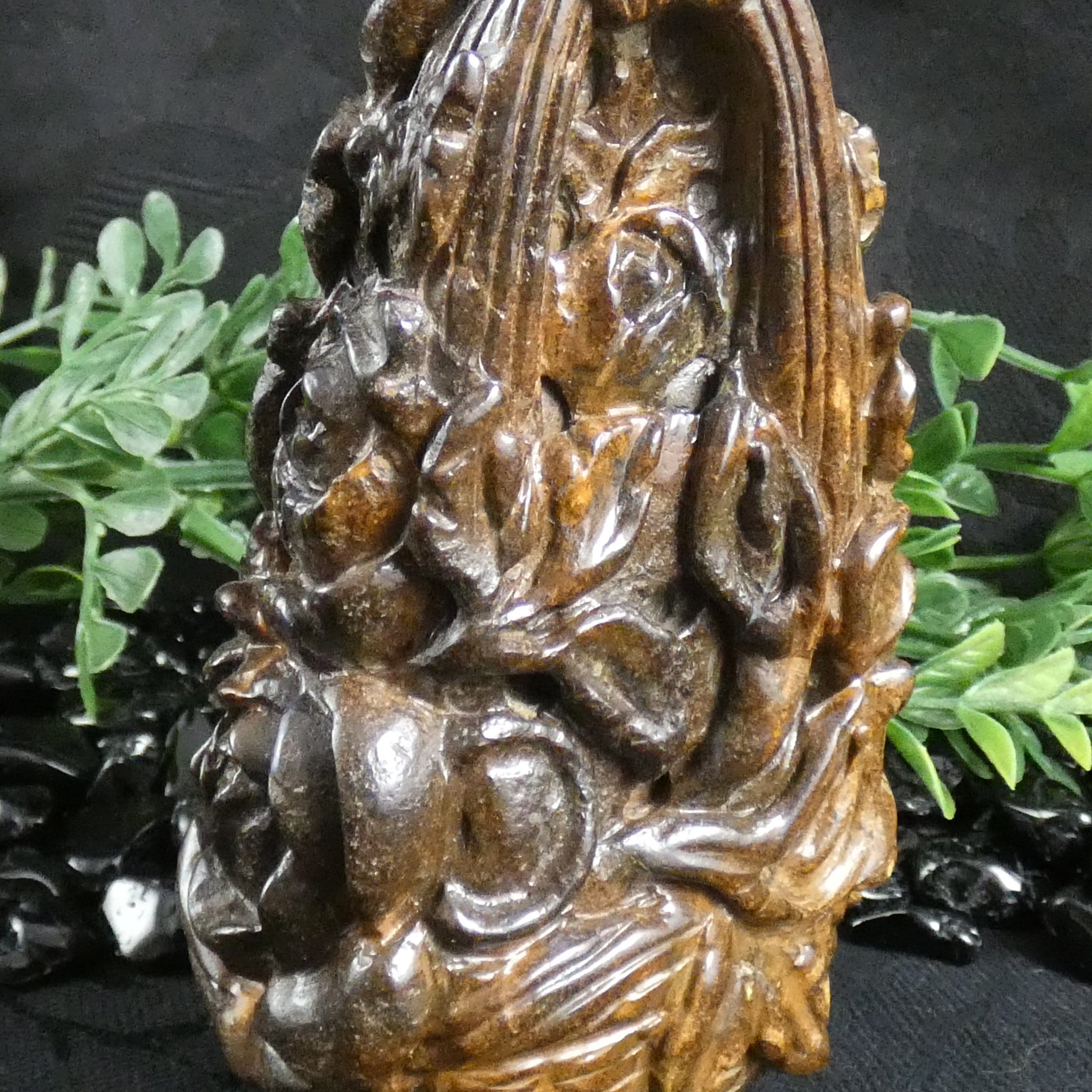 Natural Boulder Opal Bird & Flower Basket Carving - Handcrafted Gemstone Art for Home Decor & Gift Giving | Perfect for Display, Collection & Spiritual Healing