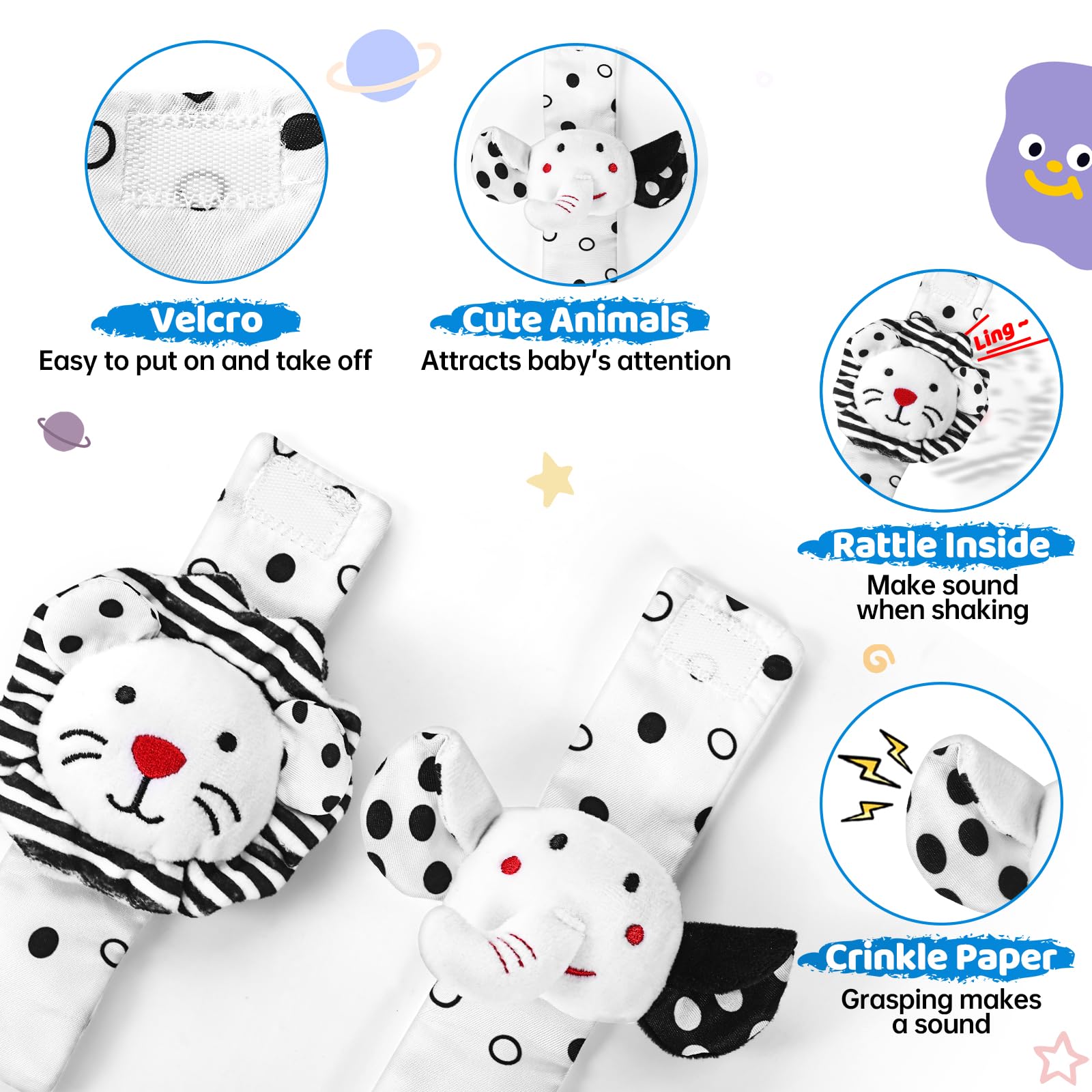 High Contrast Baby Socks & Rattles Toys 0-12 Months - Newborn Sensory Gifts for Playtime