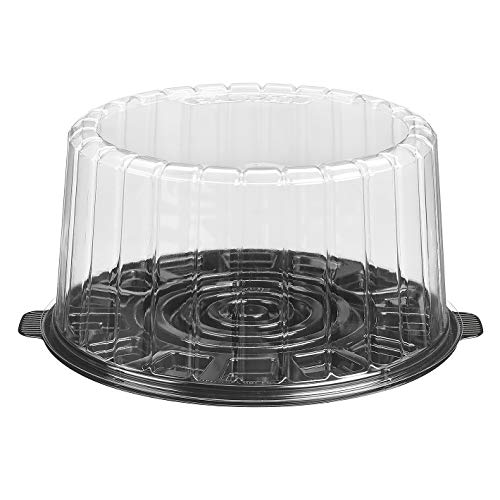 EZ Open Cake Container for 9 Inch Round Double-Layer Cake - Pack of 10 by Inline Plastics | Clear Plastic Cake Storage Box with Secure Lid | Perfect for Birthday Parties, Bakery Display & Dessert Transport